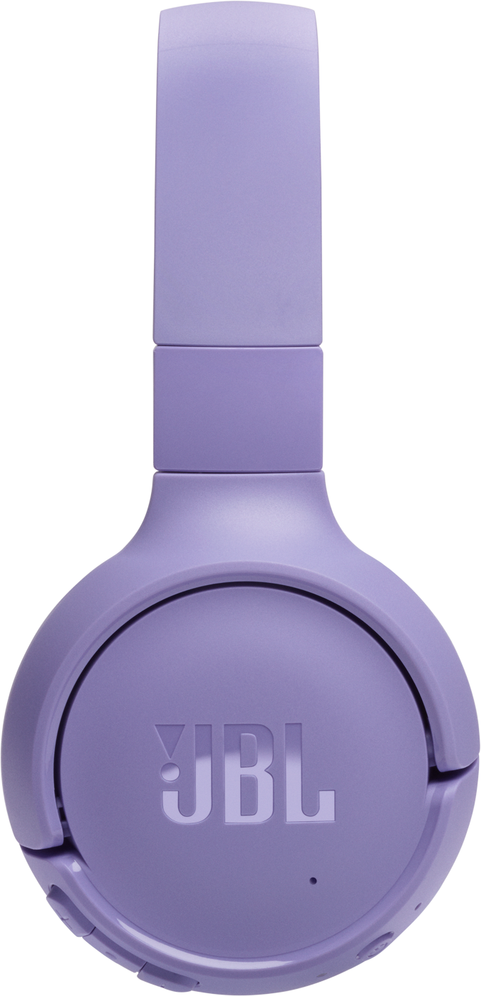 Cuffie JBL viola, focus sul padiglione e l'archetto.