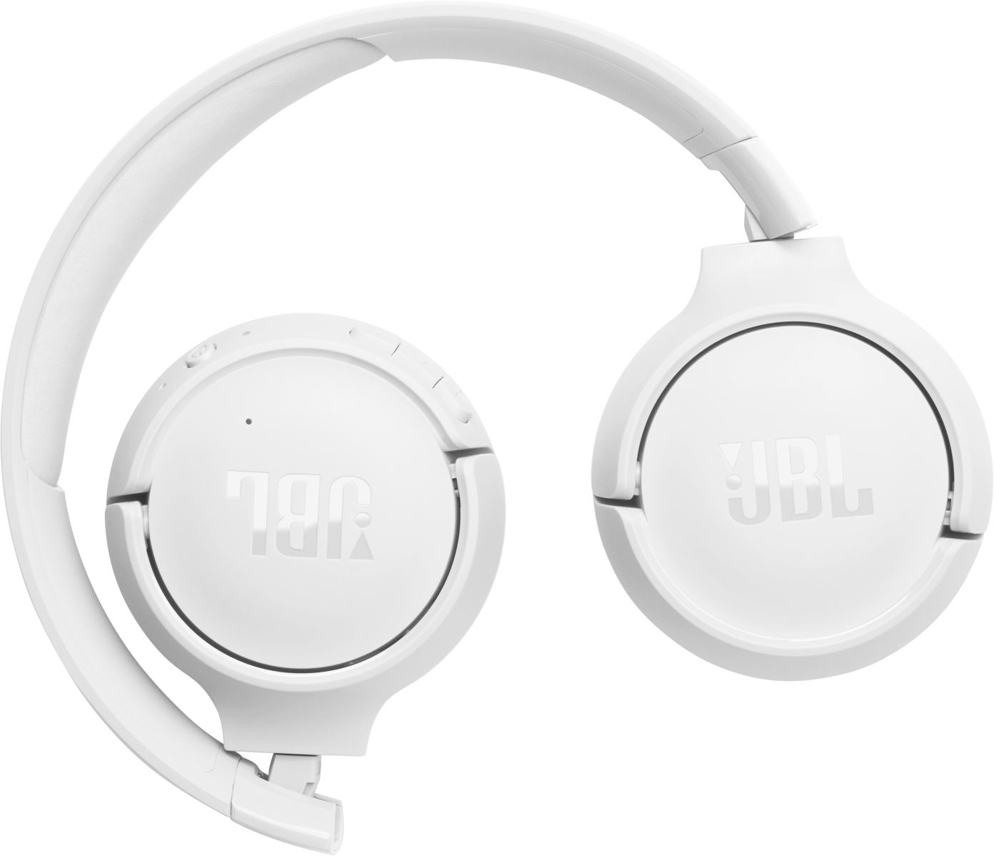 Casque JBL blanc avec arceau rembourré et écouteurs ronds.