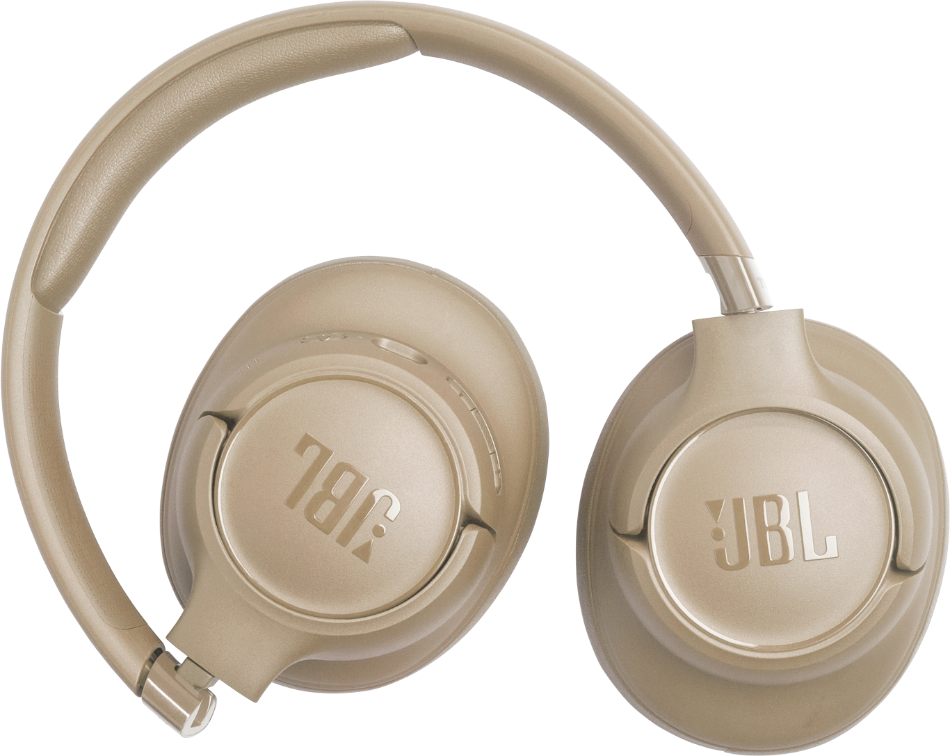 Goldene JBL-Kopfhörer mit gepolstertem Kopfbügel und Ohrmuscheln.