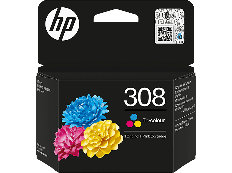 Cartucho de tinta - HP 308, 7FP20UE, 3 ml, 120 páginas, Tricolor (Cian, Magenta y Amarillo)