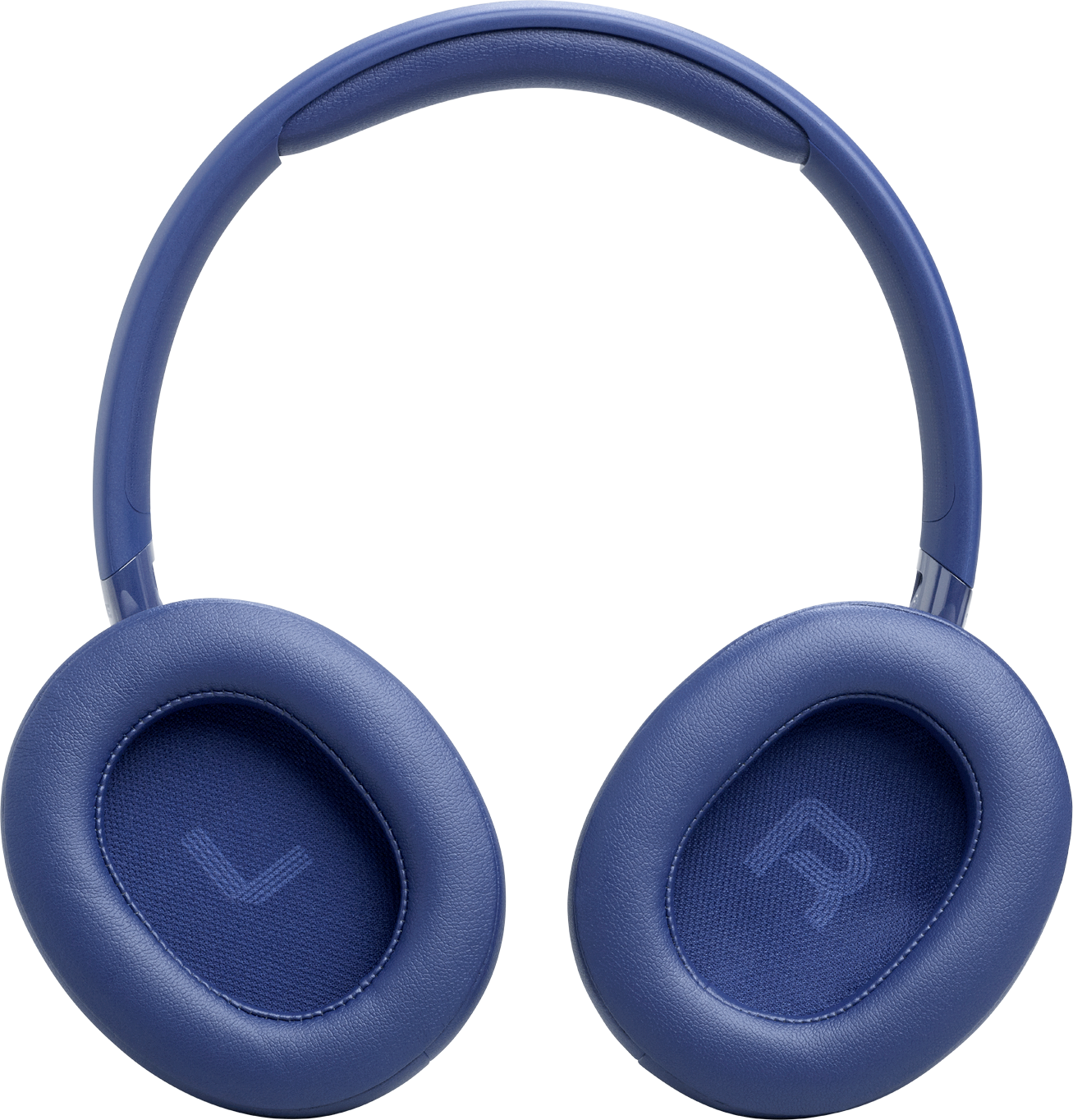 Blaue Kopfhörer mit gepolsterten Ohrmuscheln und einem Kopfbügel.