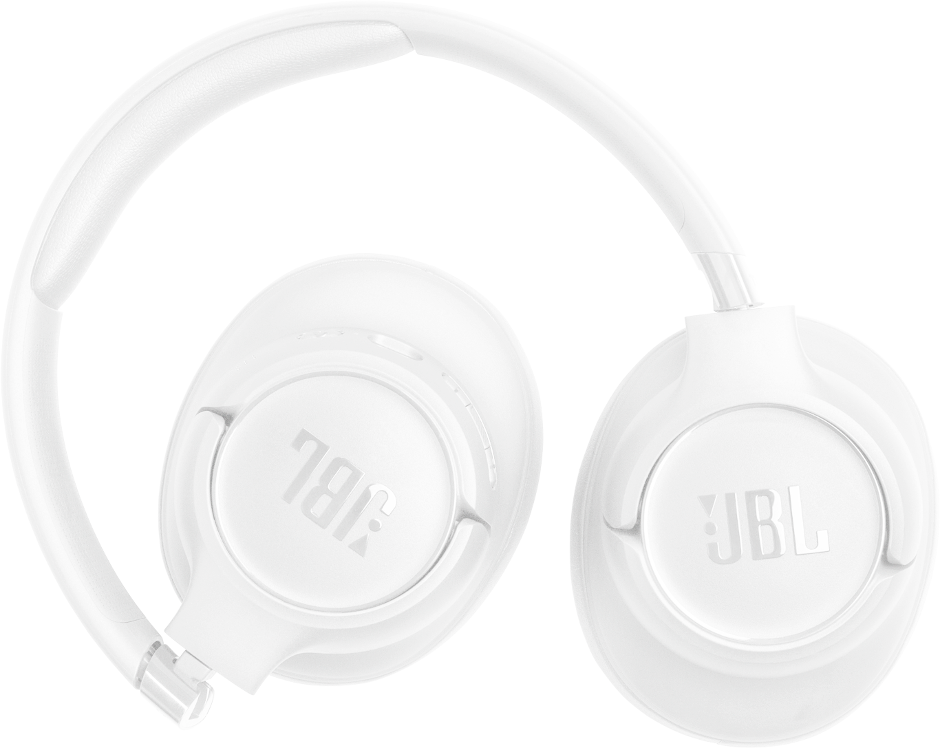 Weiße JBL-Kopfhörer mit gepolstertem Bügel und Ohrmuscheln.