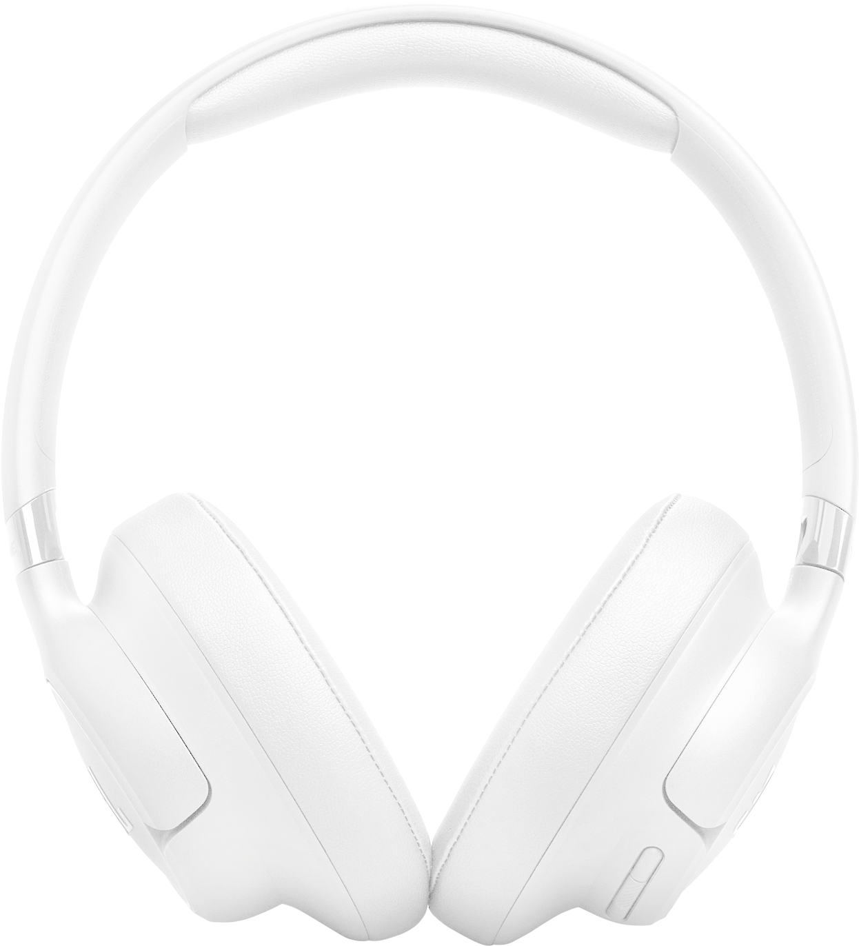 Ein Paar weiße Over-Ear-Kopfhörer mit gepolstertem Bügel und Ohrmuscheln.