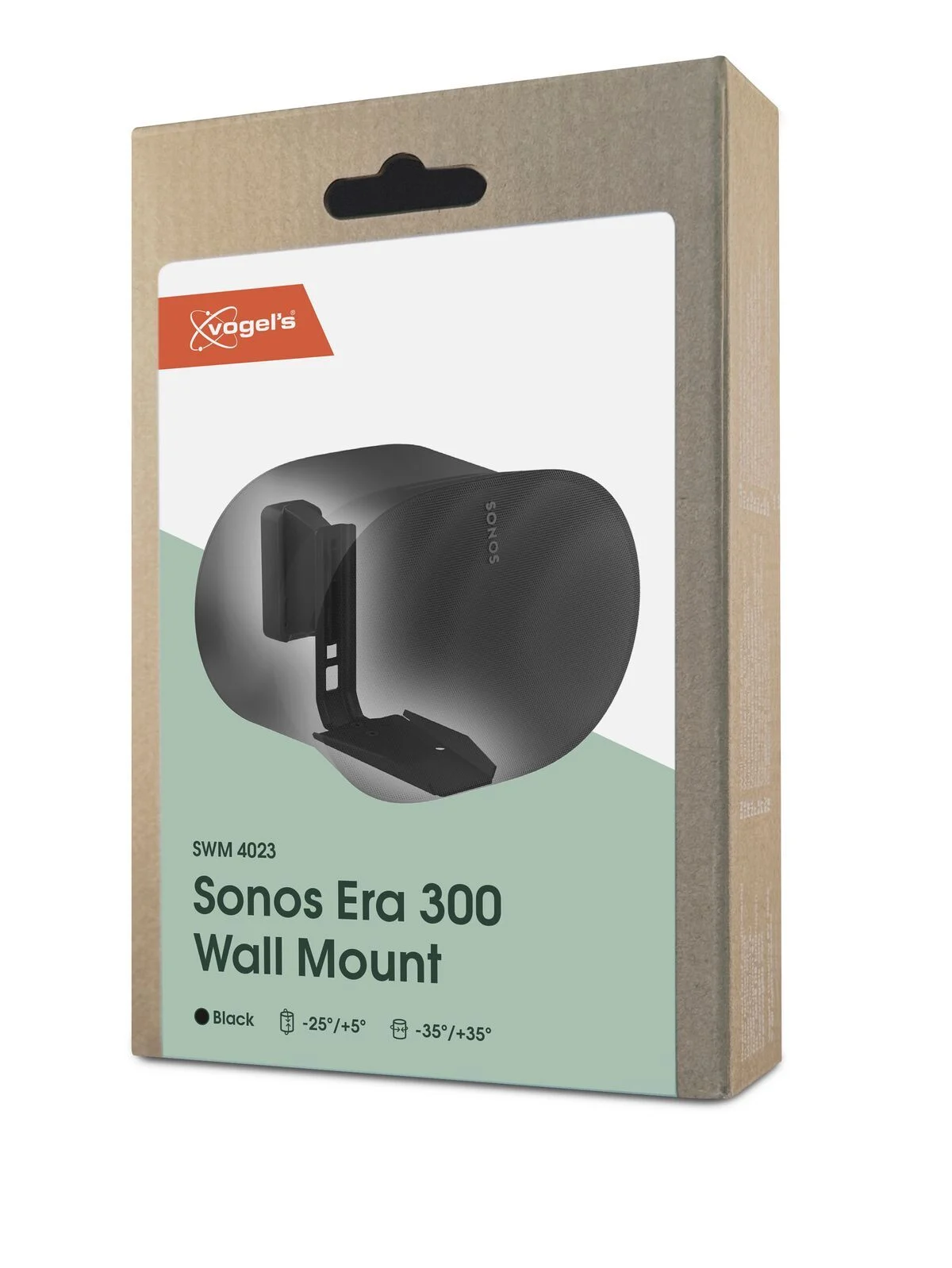Caja para soporte pared Vogel's Sonos Era 300 negro, con ángulos de giro e inclinación.