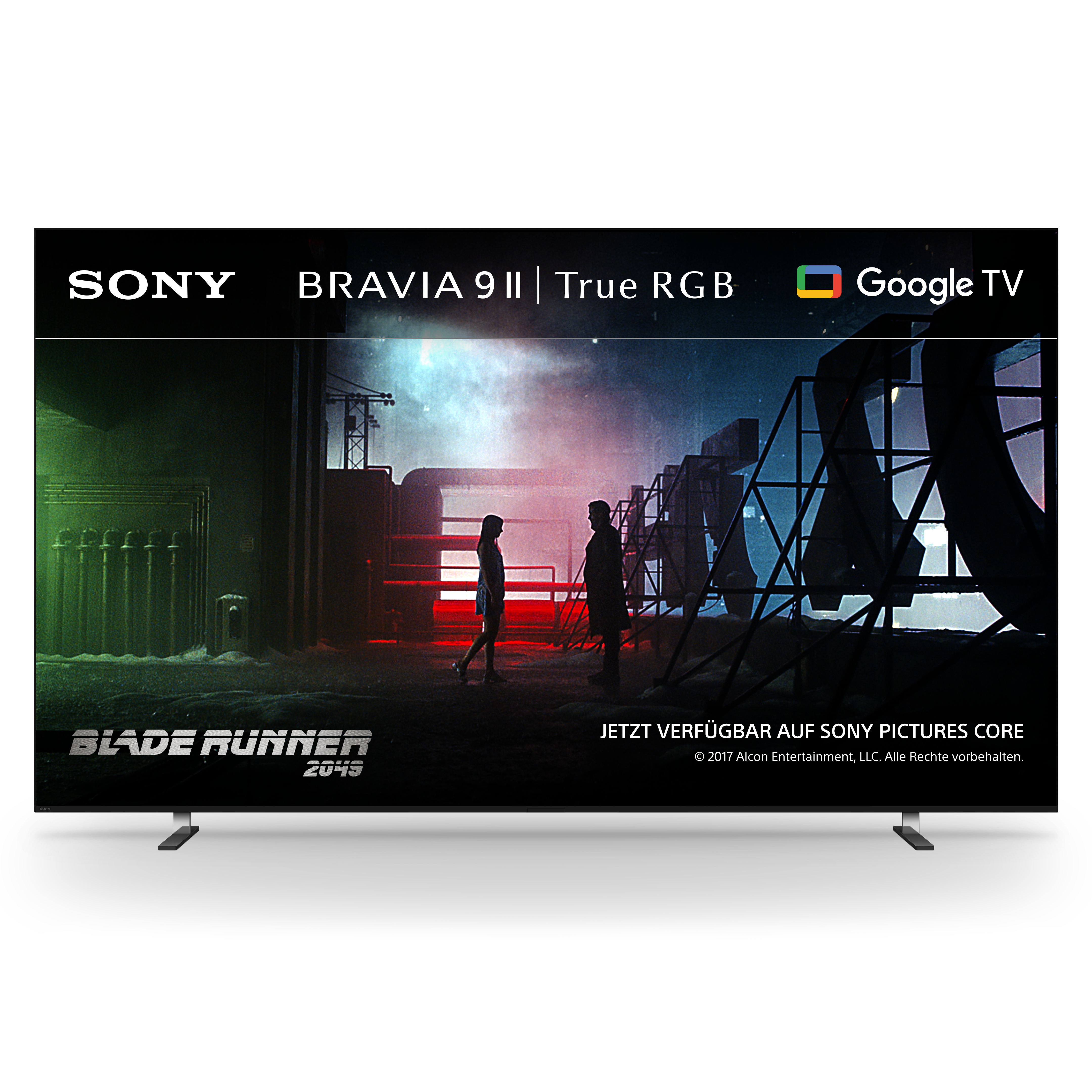 Sony Bravia 9 II mit Google TV zeigt Blade Runner 2049 Szene mit zwei Silhouetten.
