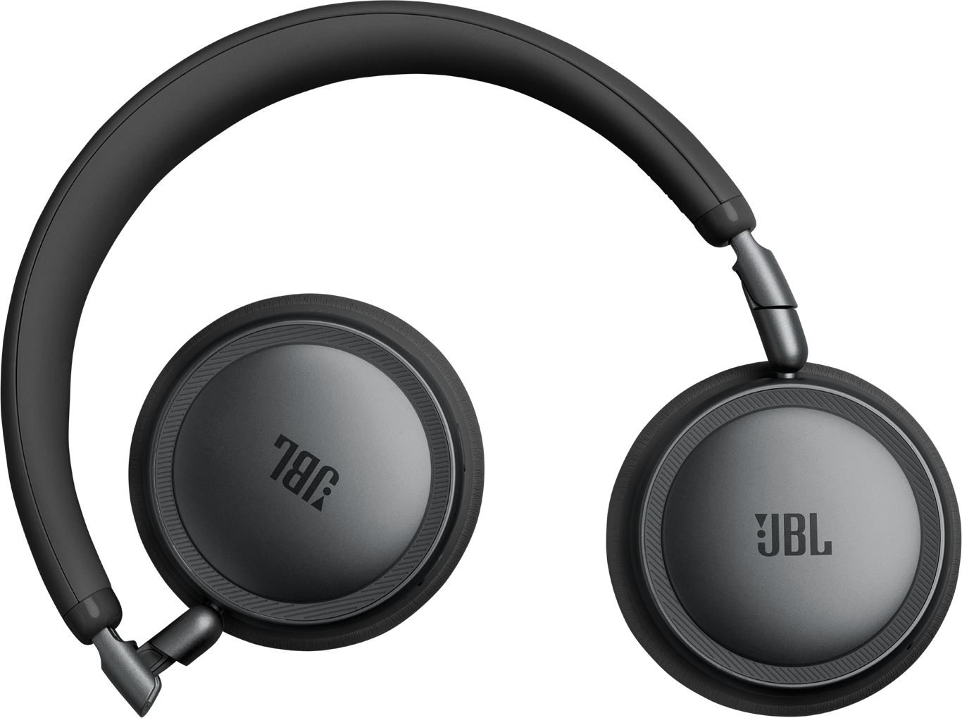 Cuffie JBL nere con archetto imbottito e padiglioni rotondi.