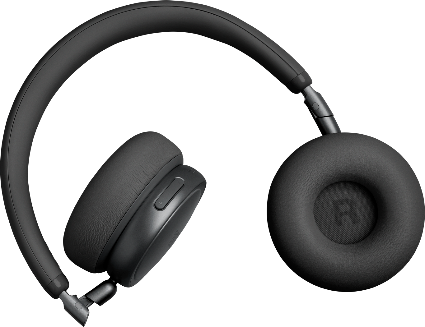 Cuffie nere over-ear con padiglioni imbottiti e archetto. Logo R visibile.