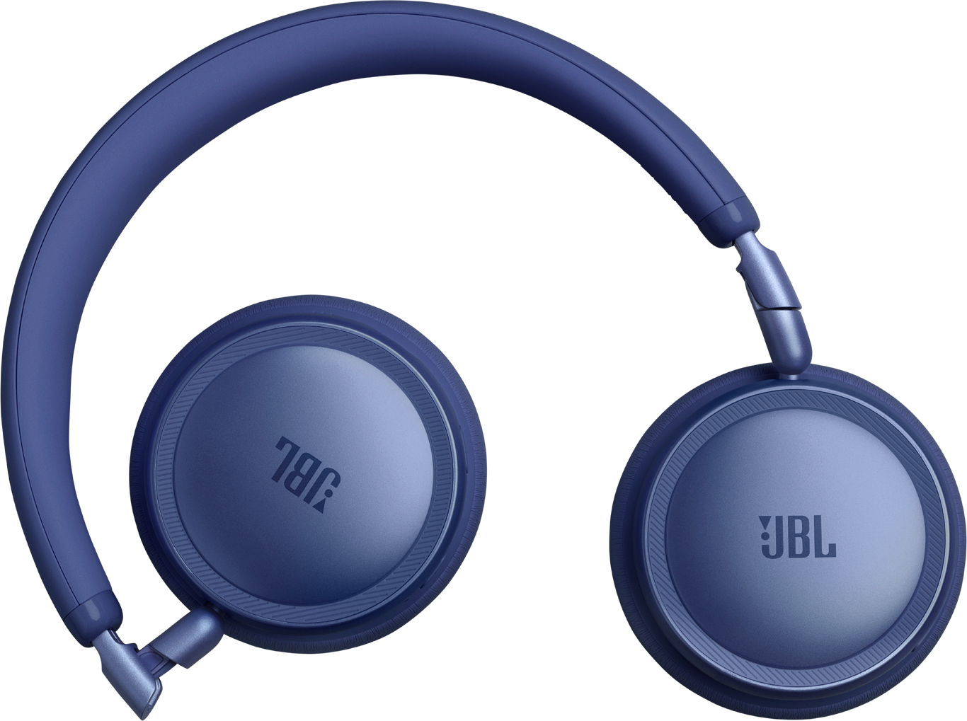 Cuffie JBL blu con archetto e padiglioni, su sfondo nero.