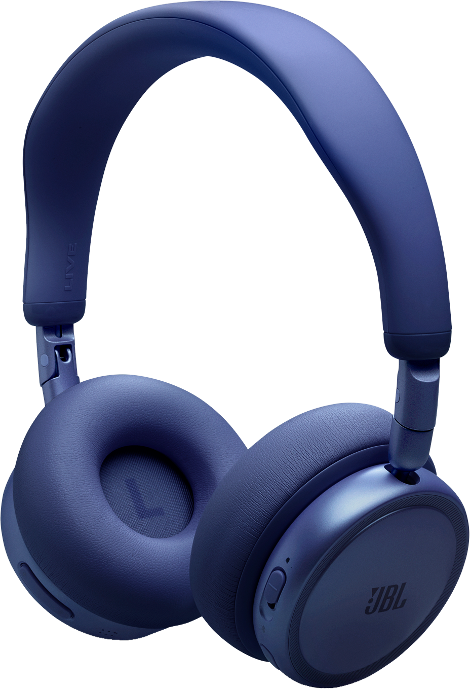 Cuffie JBL blu scuro con padiglioni imbottiti e archetto regolabile.