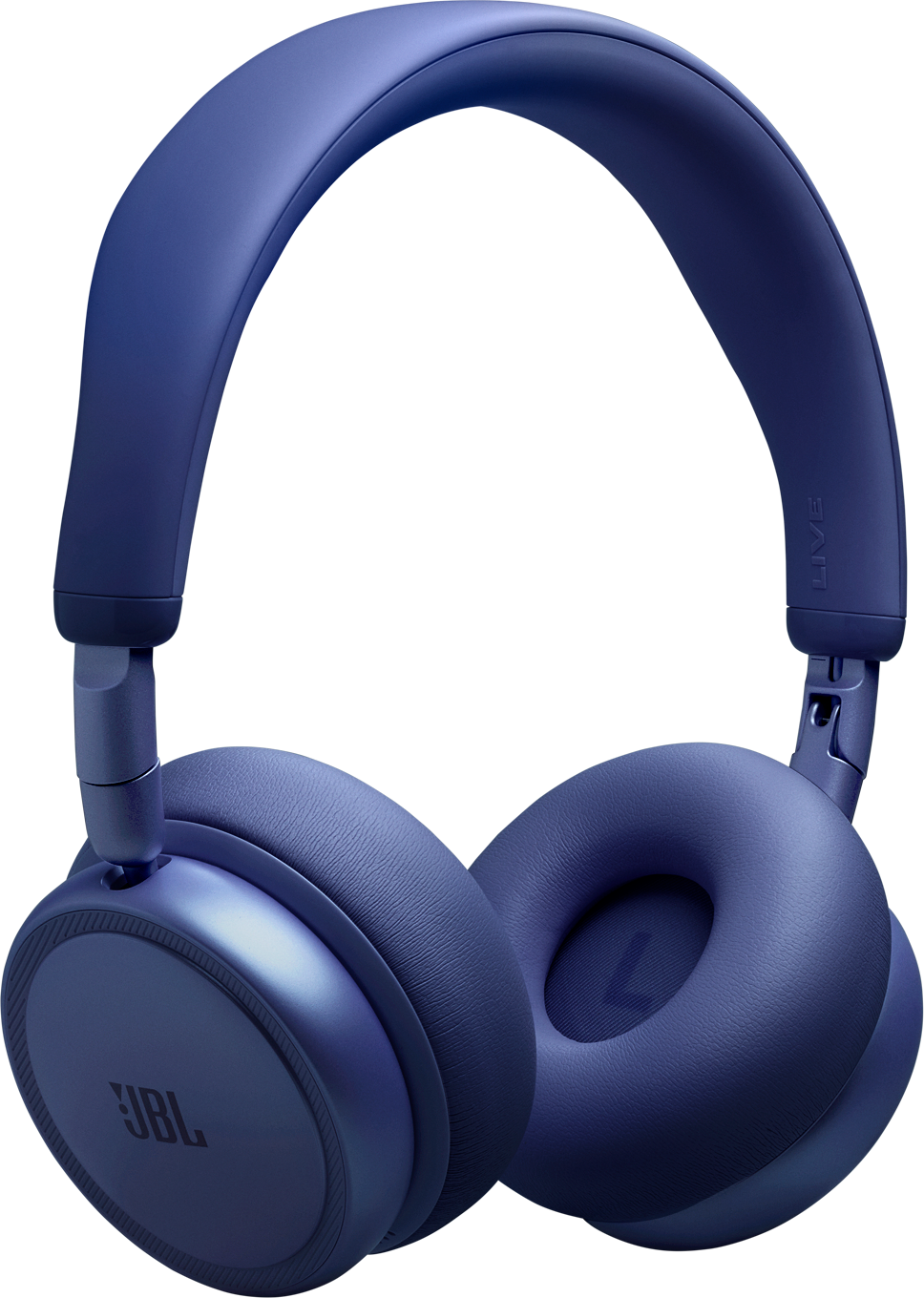 Cuffie JBL blu su sfondo nero.