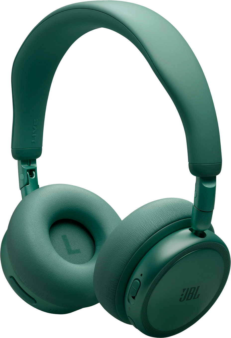 Un paio di cuffie JBL verdi con padiglioni imbottiti e archetto regolabile.