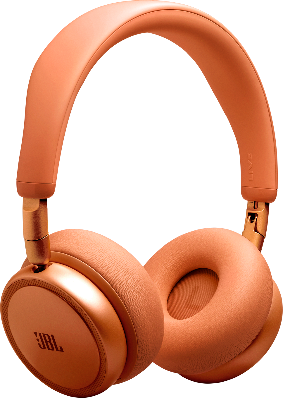 Casque JBL orange sur fond noir.