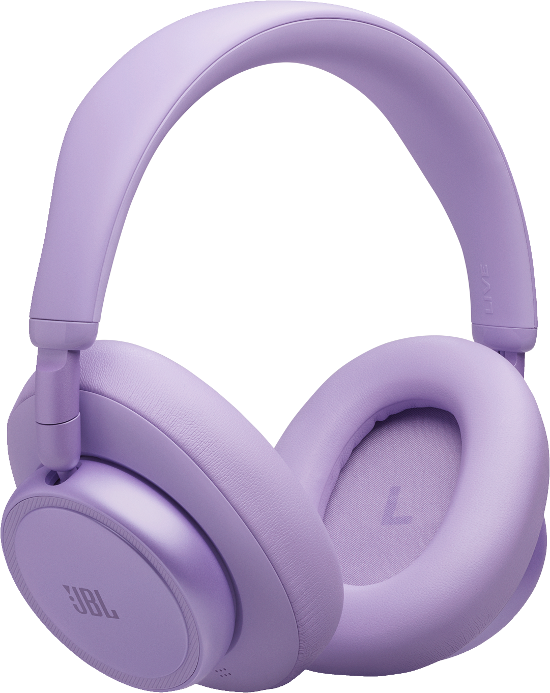 Cuffie viola over-ear con logo JBL su sfondo nero.