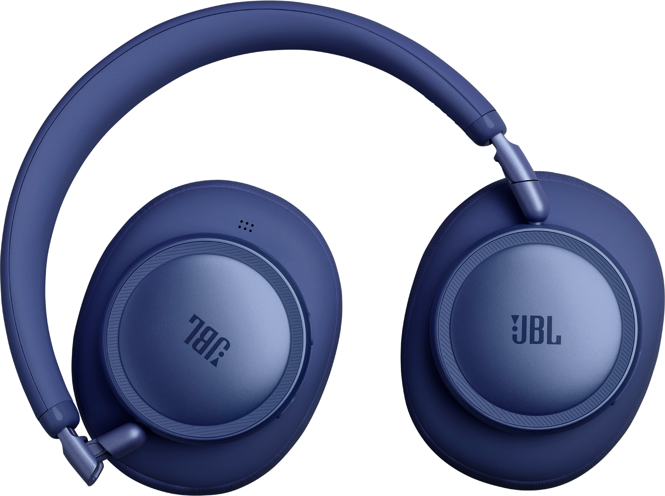 Cuffie JBL blu con archetto e padiglioni imbottiti.