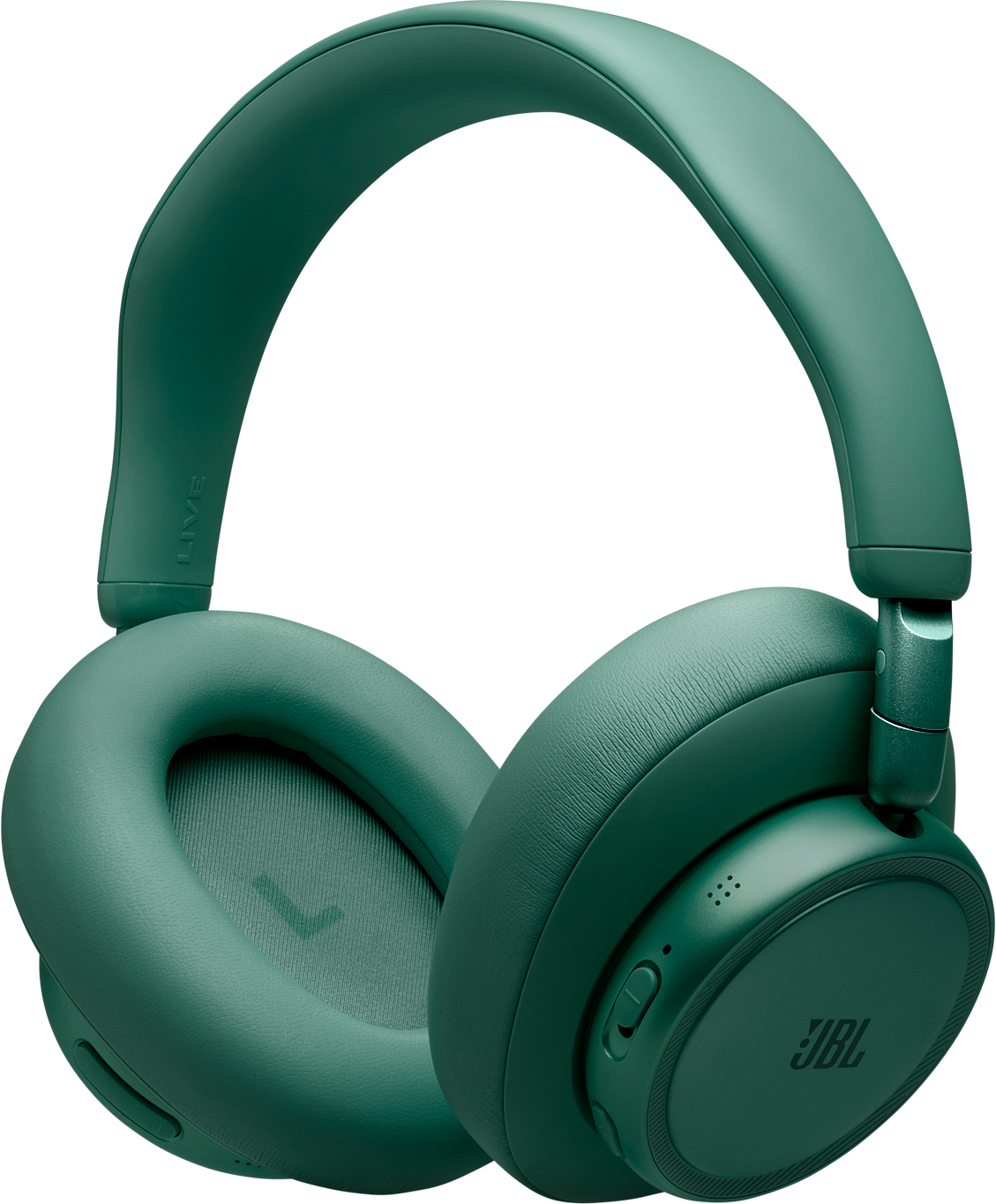 Ein Paar grüne JBL-Kopfhörer mit schwarzem Hintergrund.