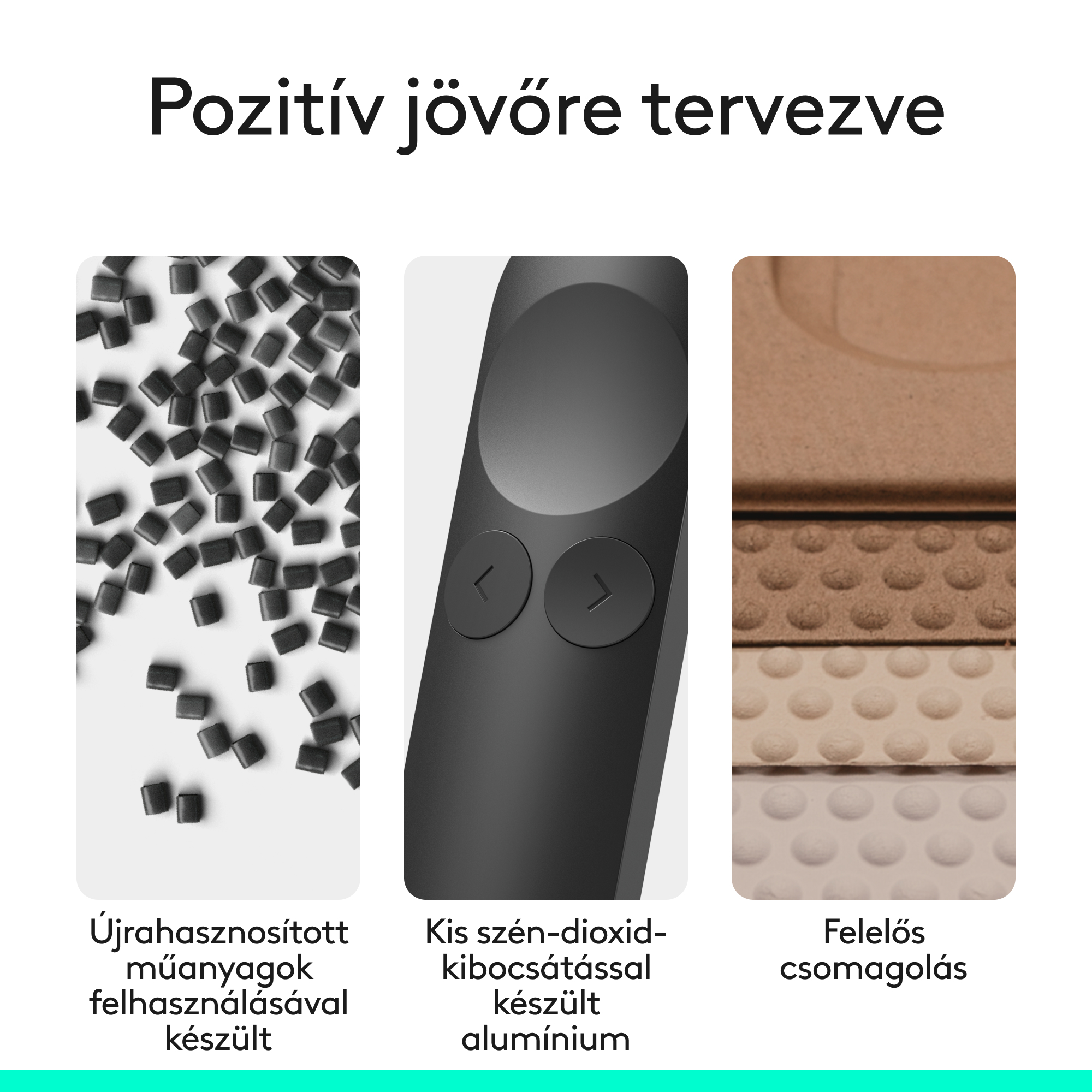 Újrahasznosított, alacsony szén-dioxid-kibocsátású.