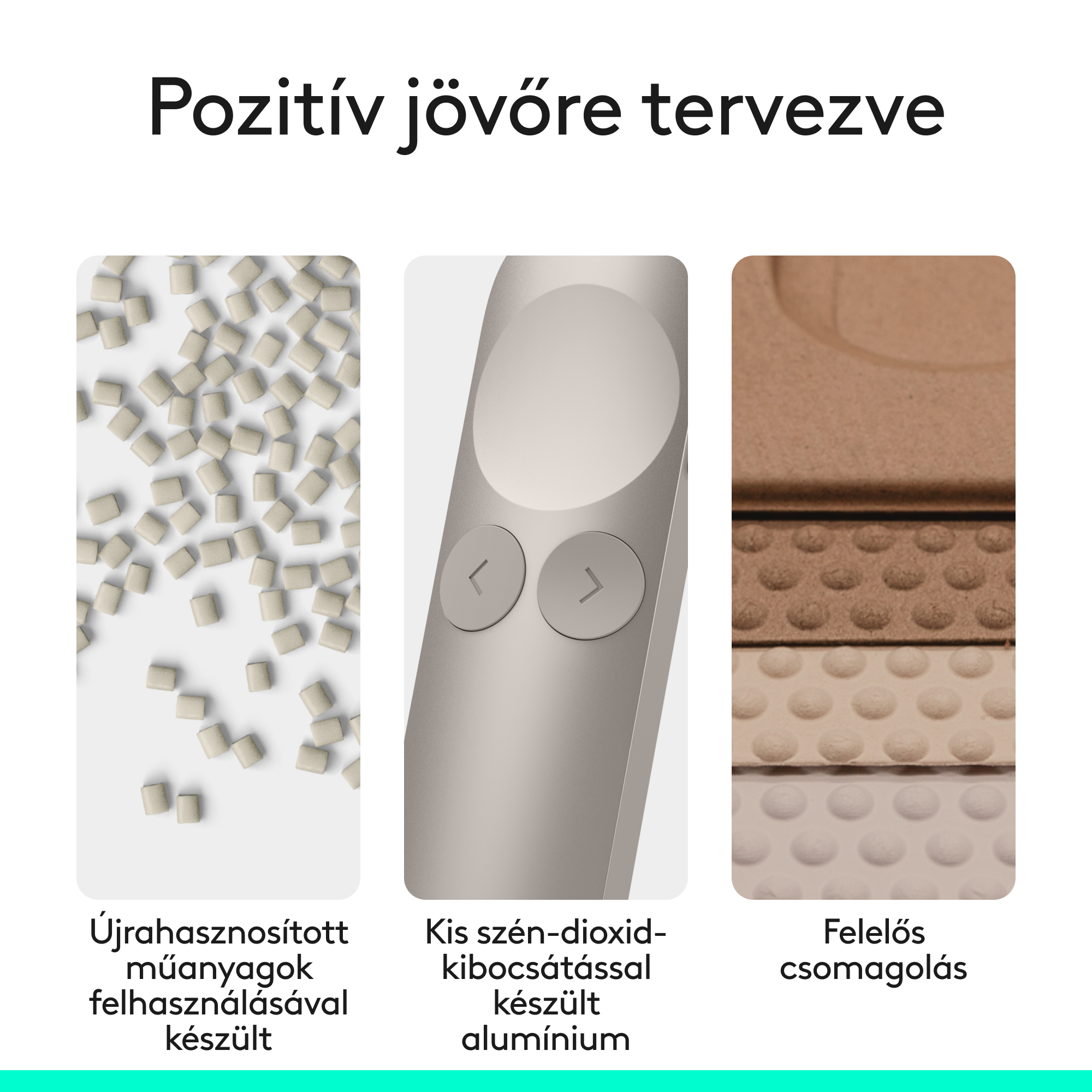 Szürke granulátumok, ezüst kontroller és barna csomagolóanyagok.