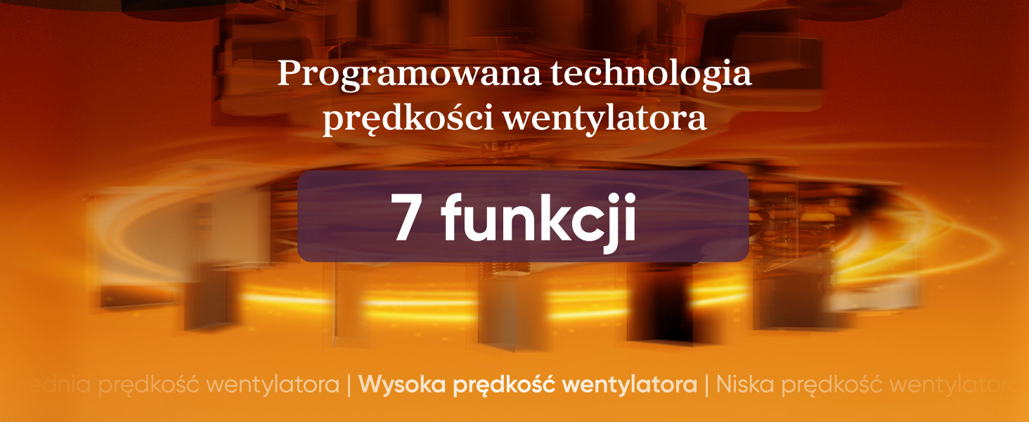 Programowalna technologia prędkości wentylatora z 7 funkcjami.