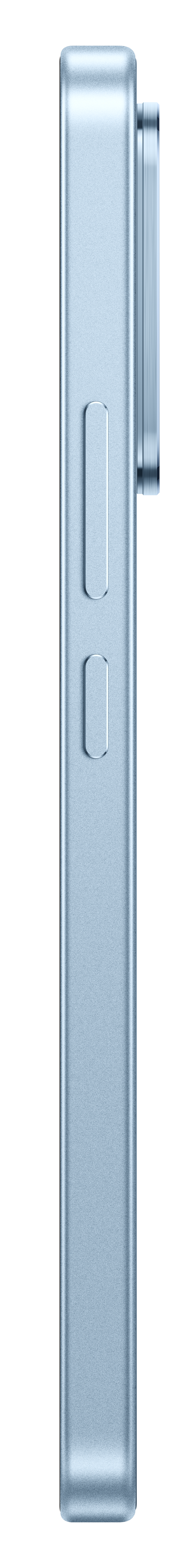 Ein hellblaues Smartphone-Profil mit zwei Knöpfen an der Seite.