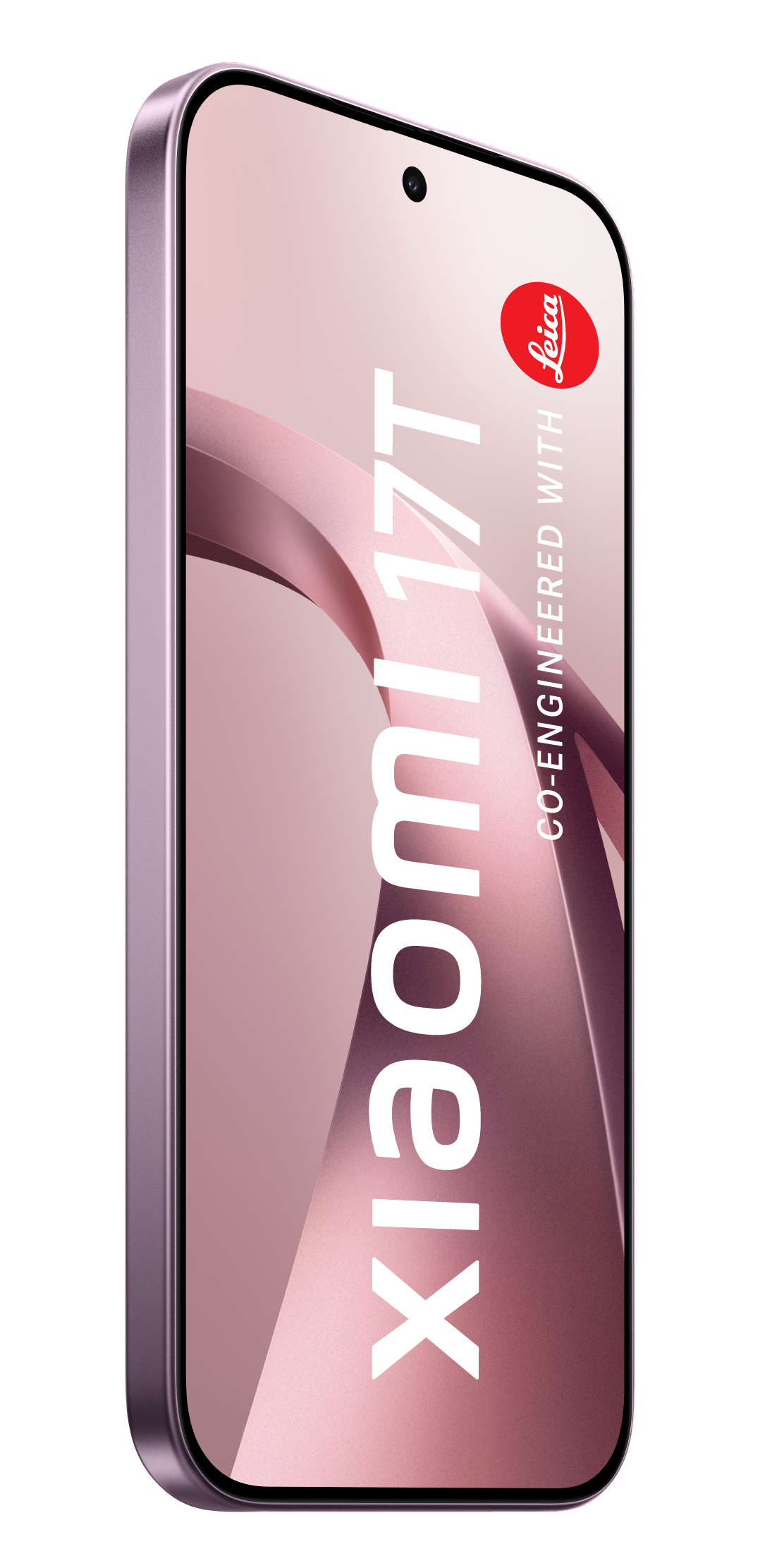 Ein lila Smartphone mit Leica-Logo und der Aufschrift "Xiaomi 17T".