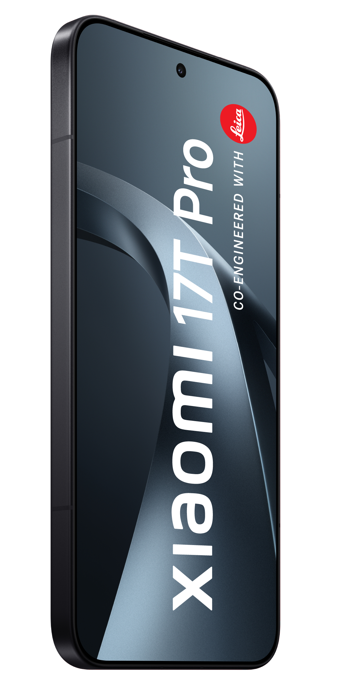 Ein schwarzes Xiaomi 13T Pro Smartphone mit Leica-Logo auf dem Bildschirm.