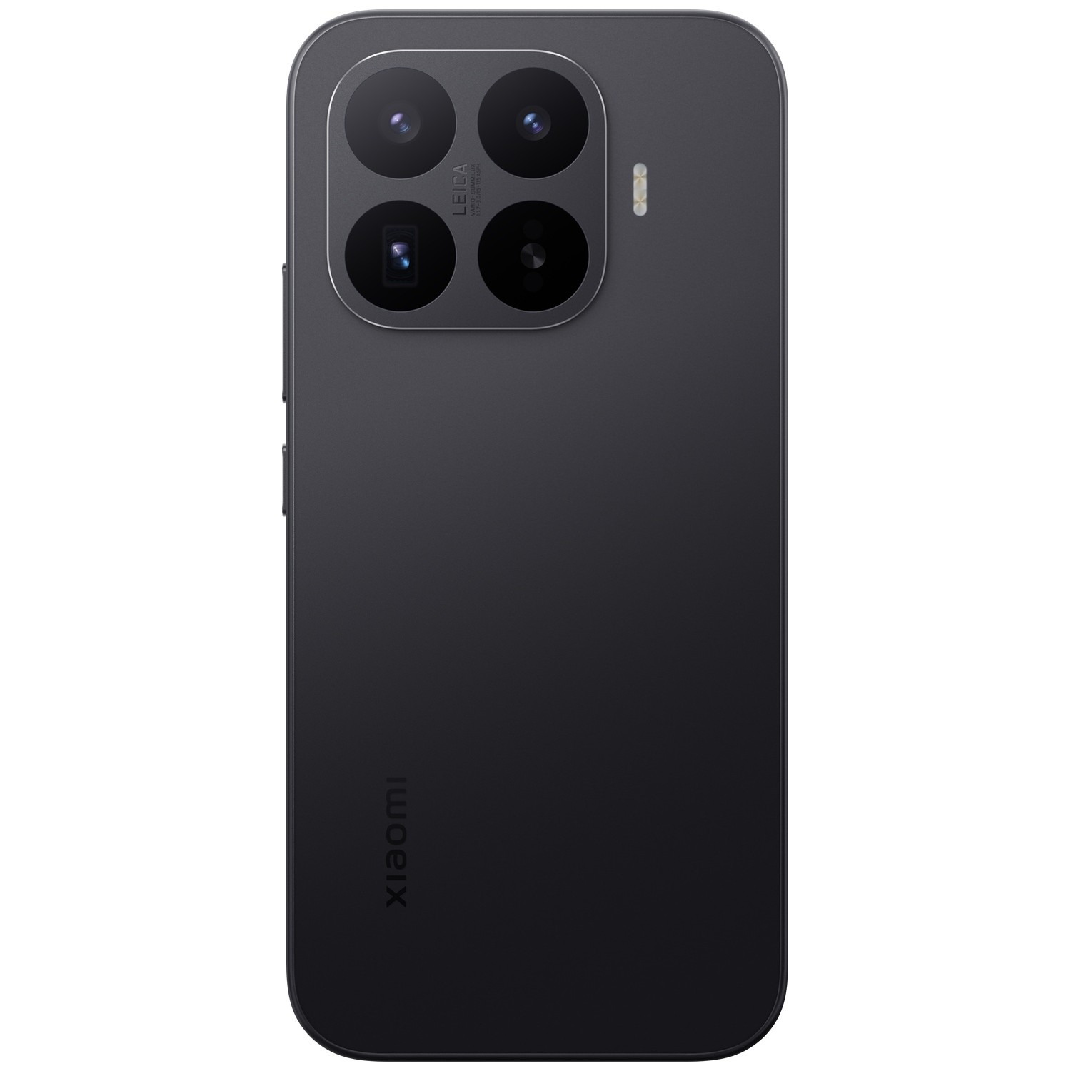 Back of a dark smartphone featuring four cameras and Xiaomi logo.