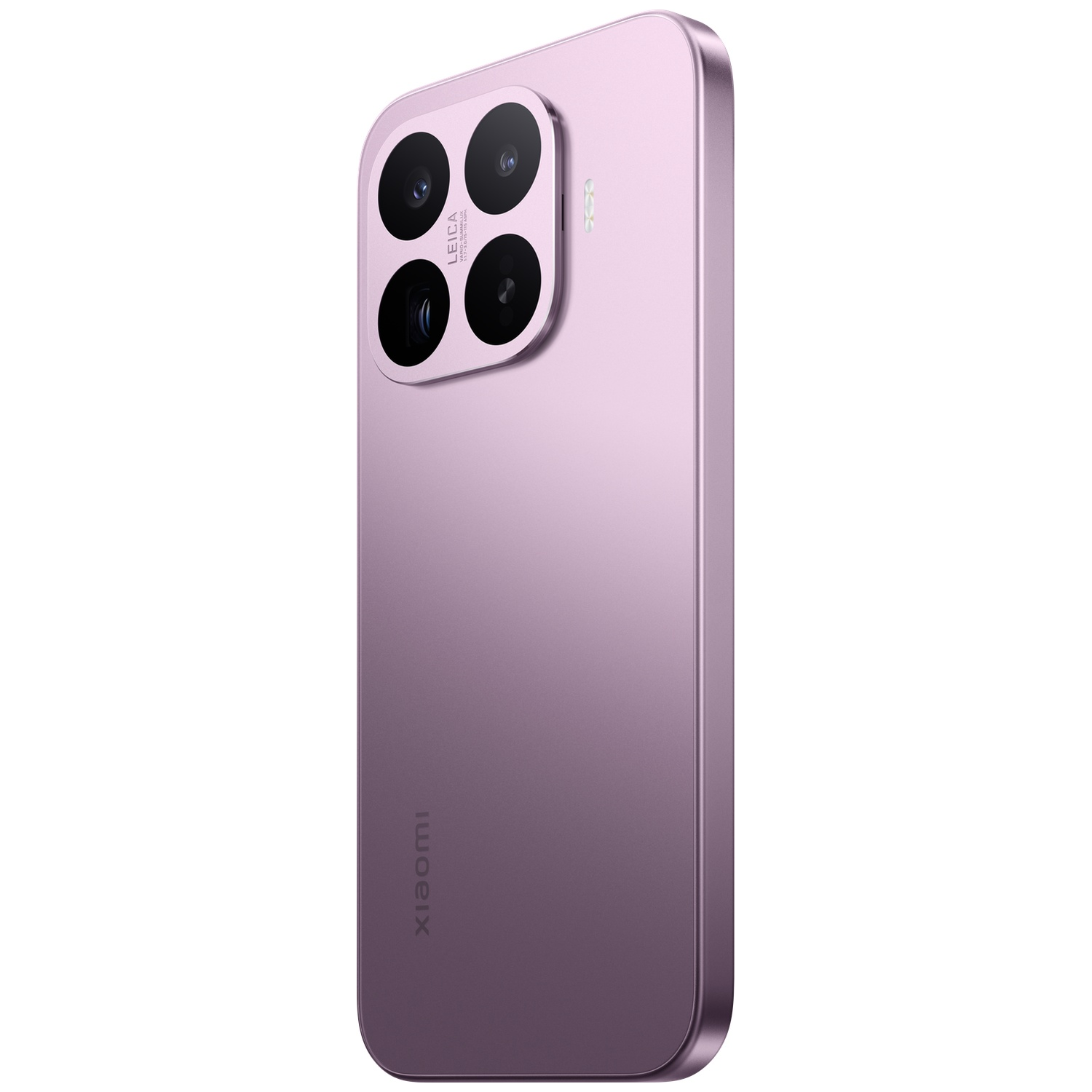 A purple smartphone with three cameras and the Xiaomi logo on the back.