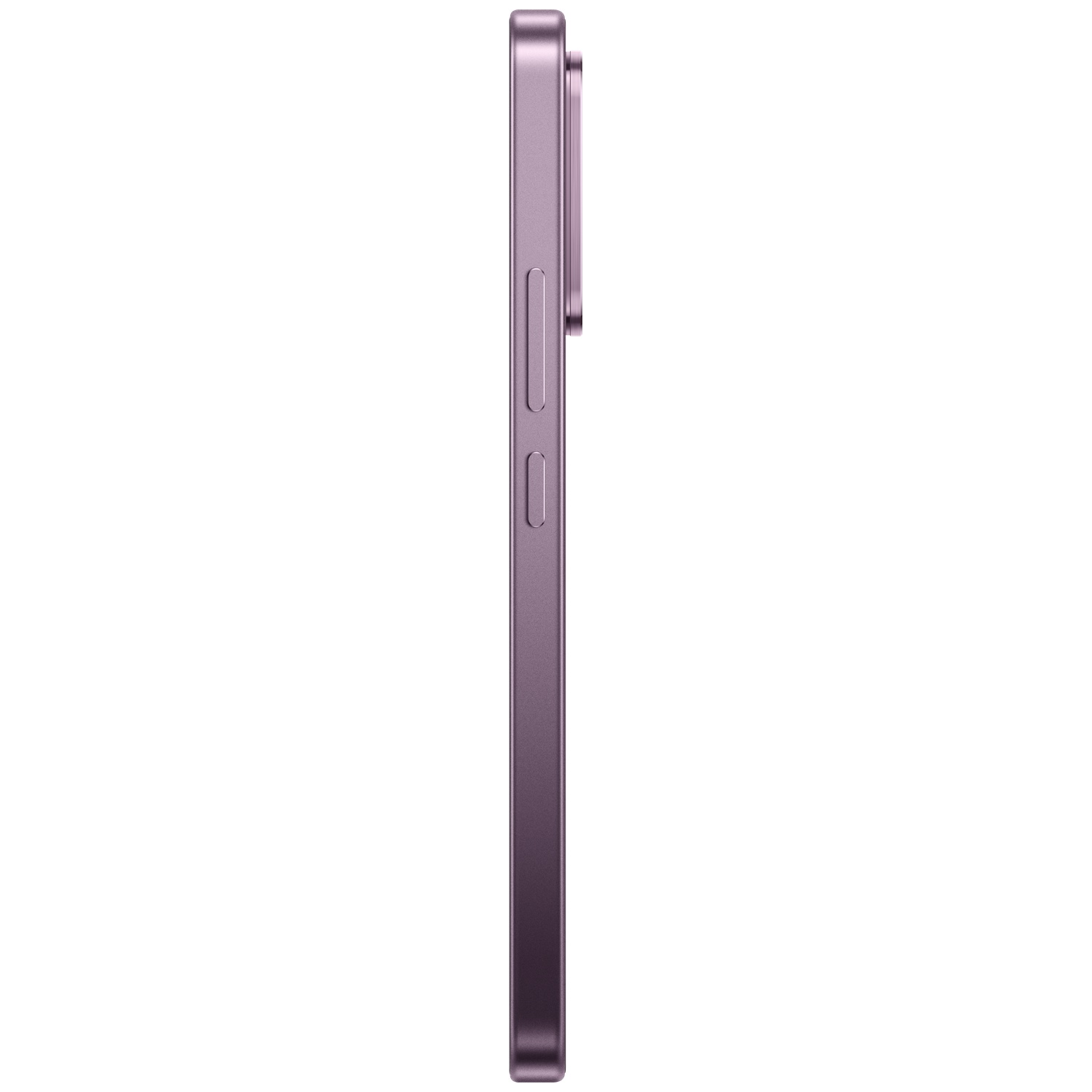 Purple smartphone side with buttons against a white background.