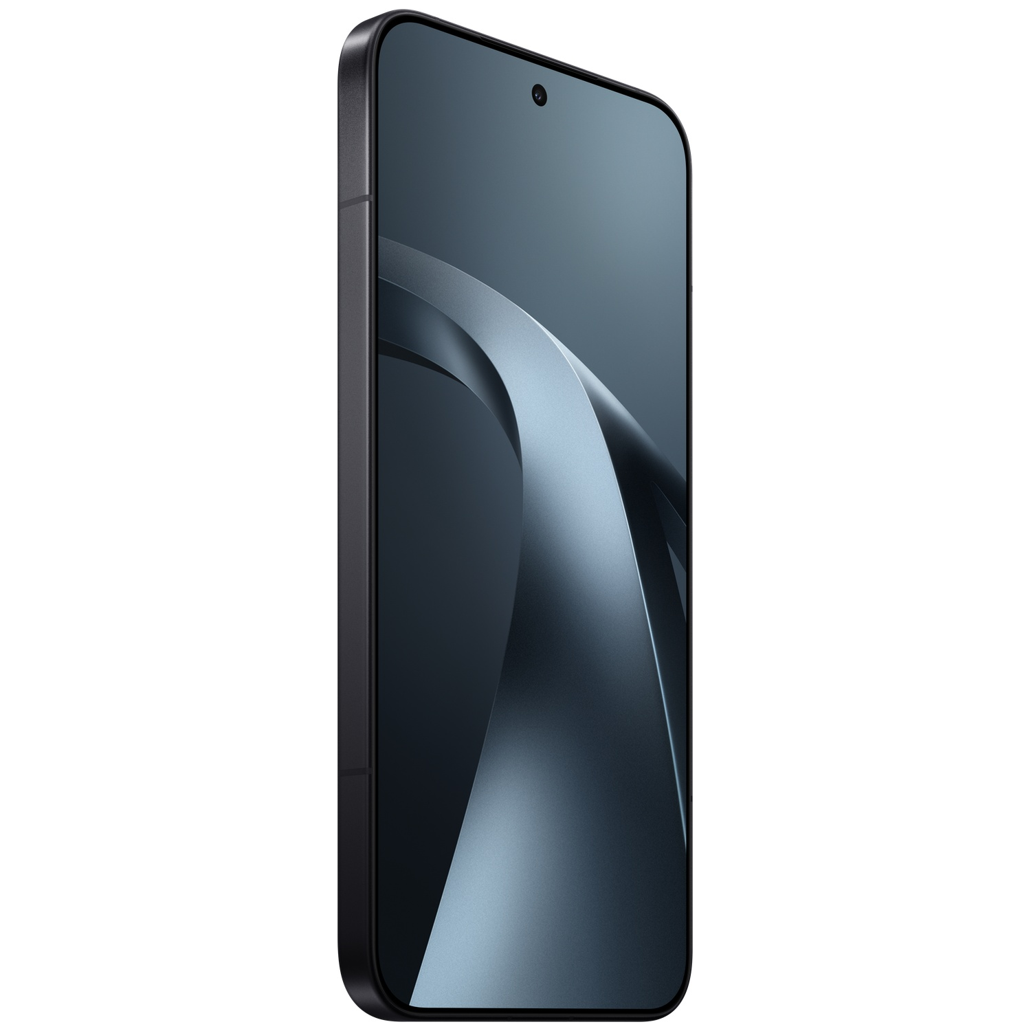 Dark smartphone with rounded corners and a small hole for the camera.