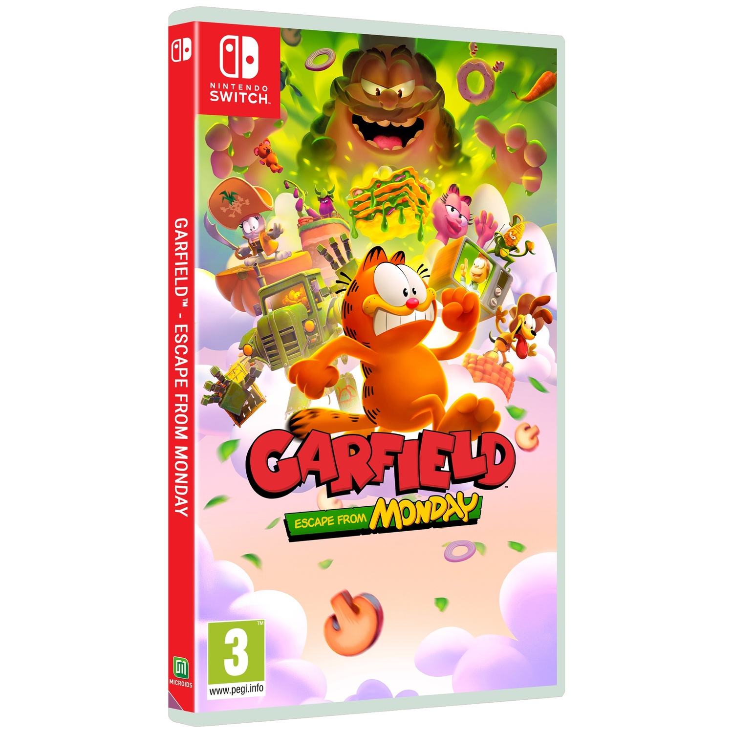 Garfield videogame hoes voor Nintendo Switch met Garfield, Odie en vrienden.