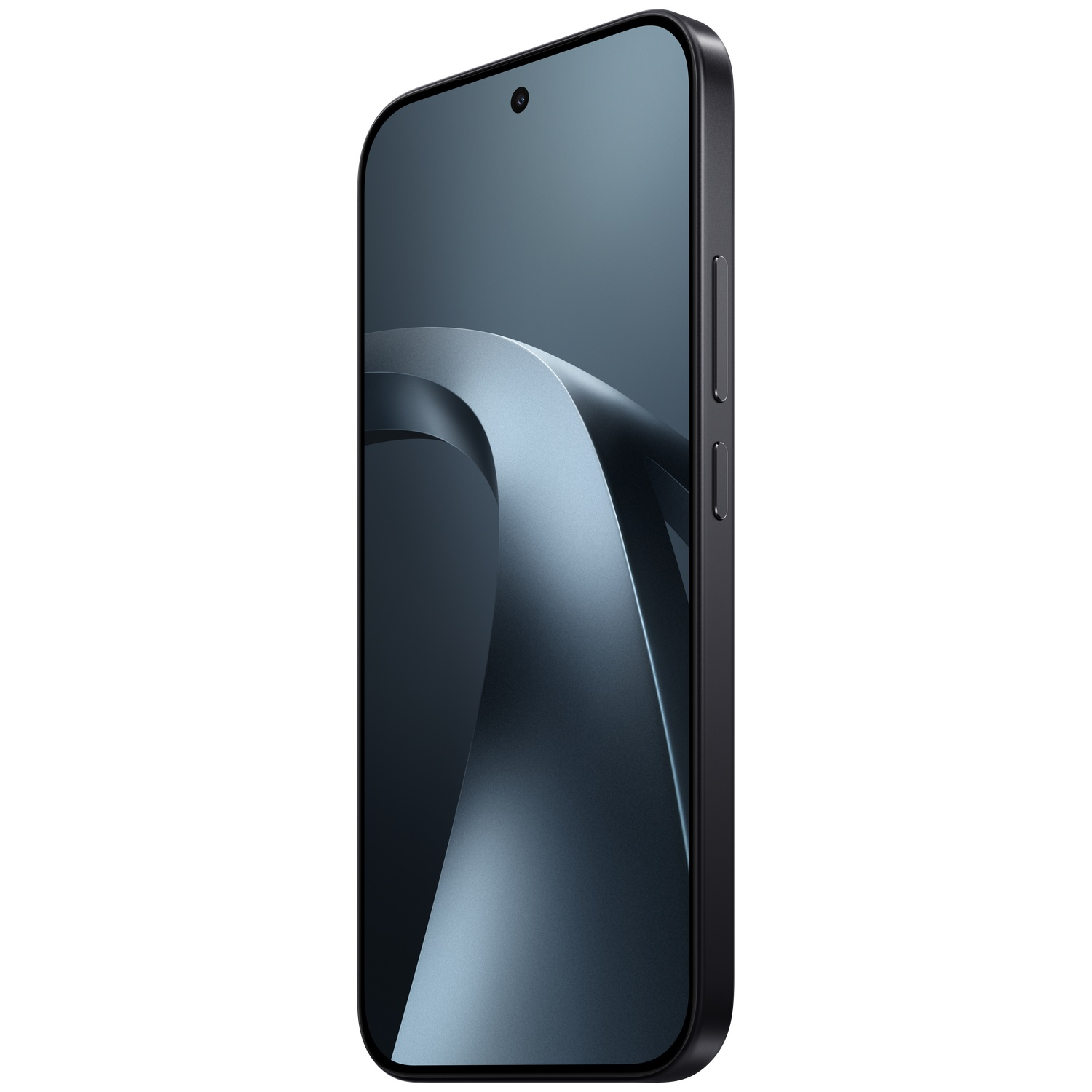 Een donkere smartphone met een abstract patroon op het scherm.