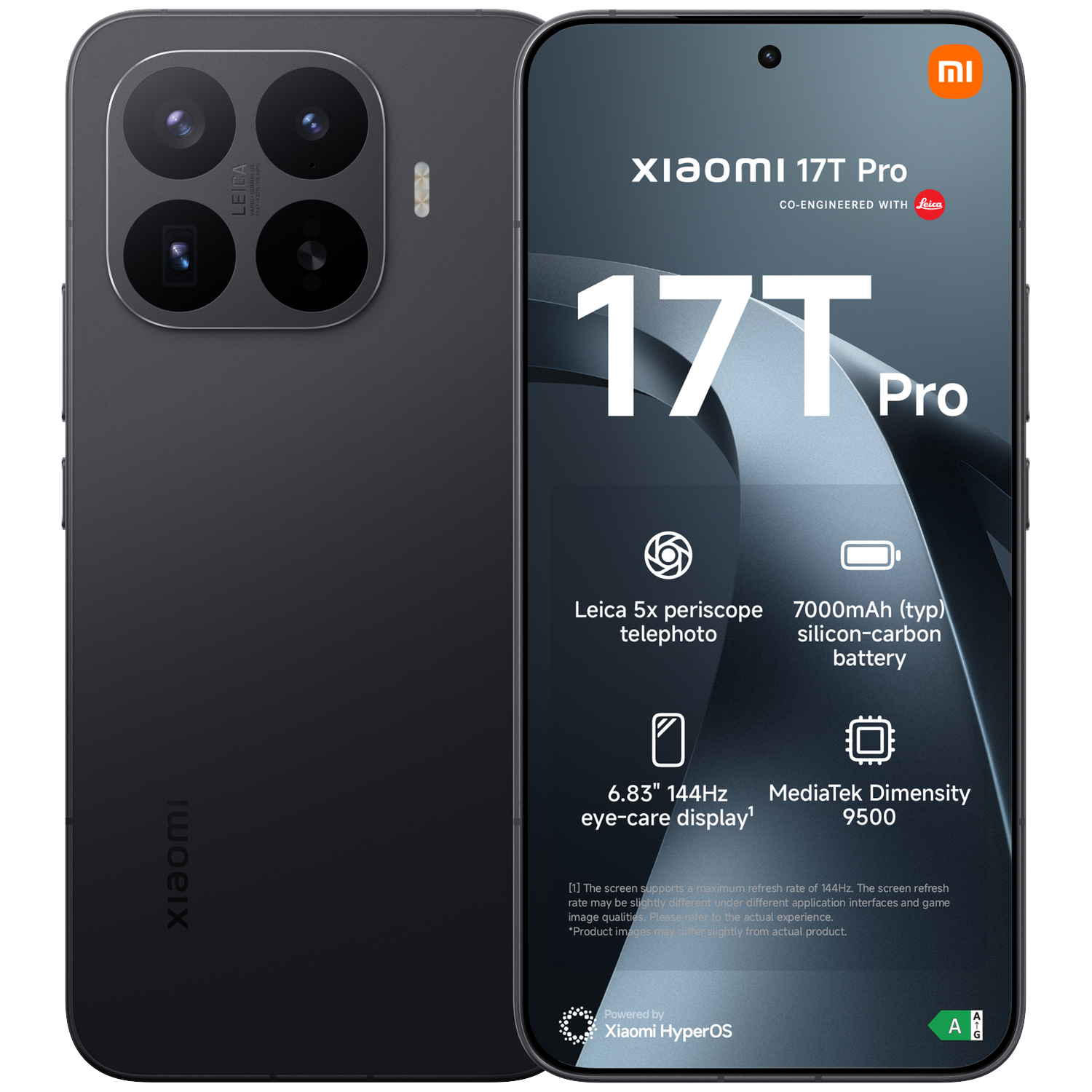 De Xiaomi 17T Pro smartphone heeft een Leica 5x periscoop telelens en een 7000mAh batterij.