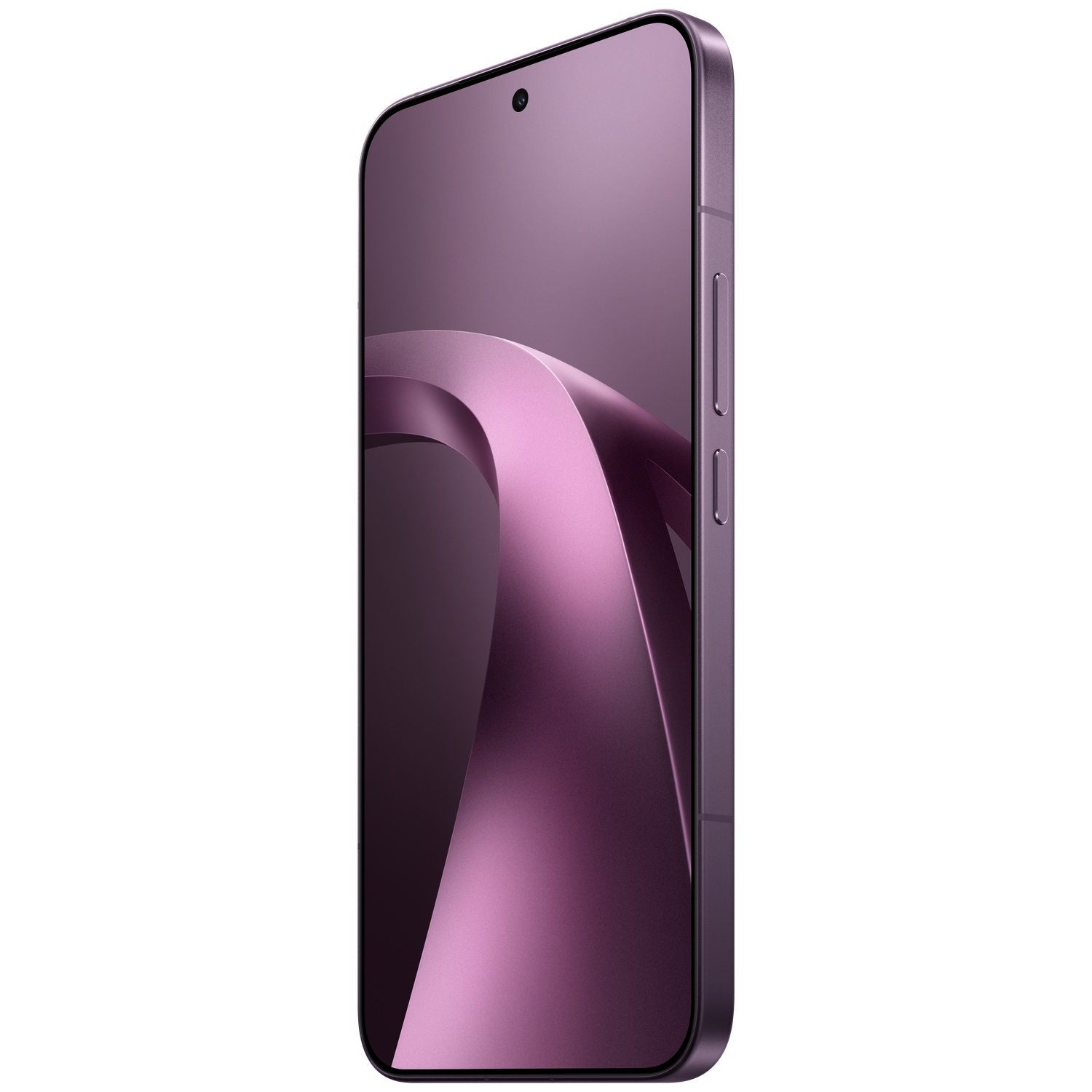 Een paarse smartphone met een abstract patroon op het scherm.