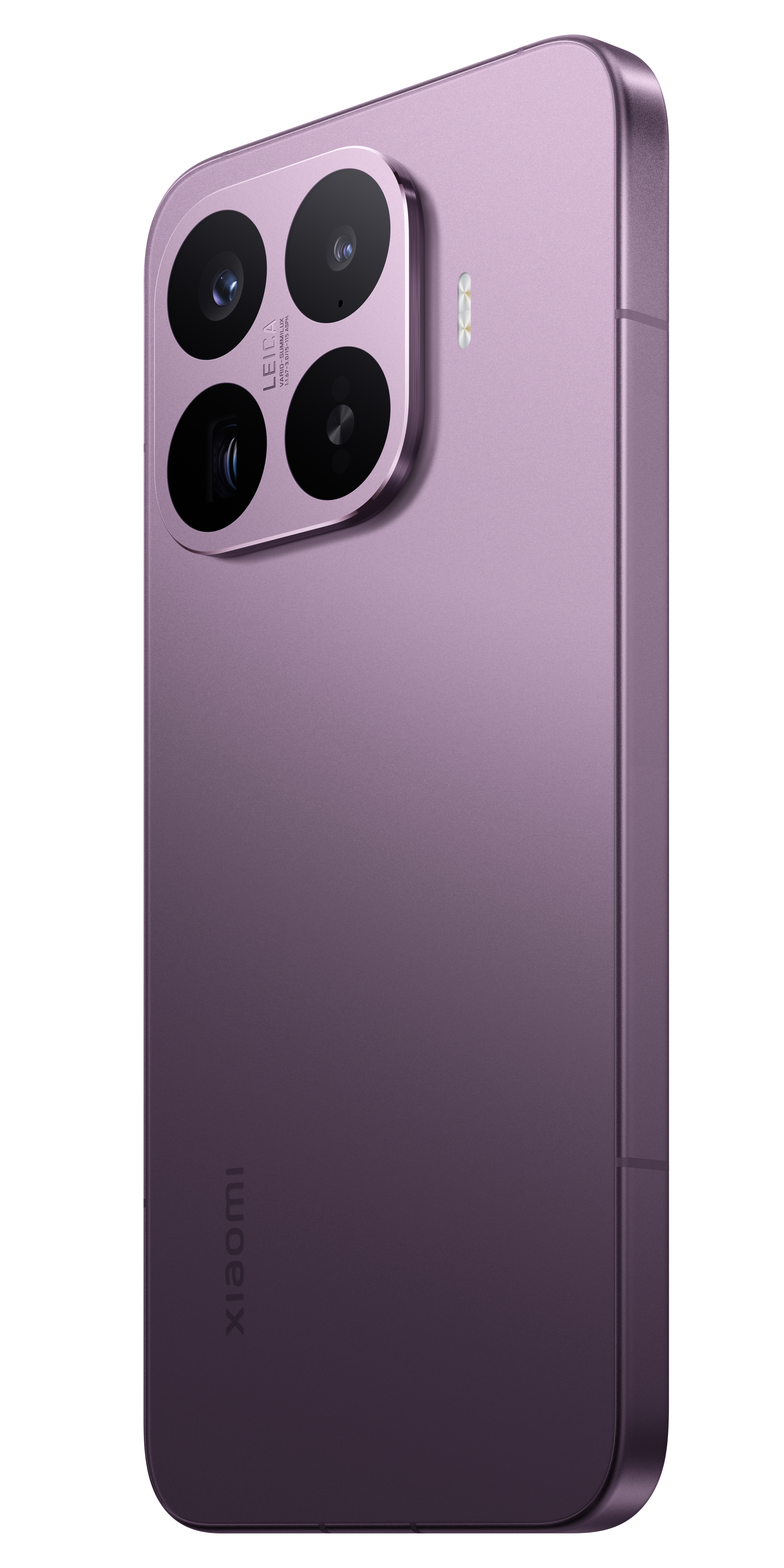 Lila Smartphone mit vierfacher Kameraeinheit und Leica-Branding.