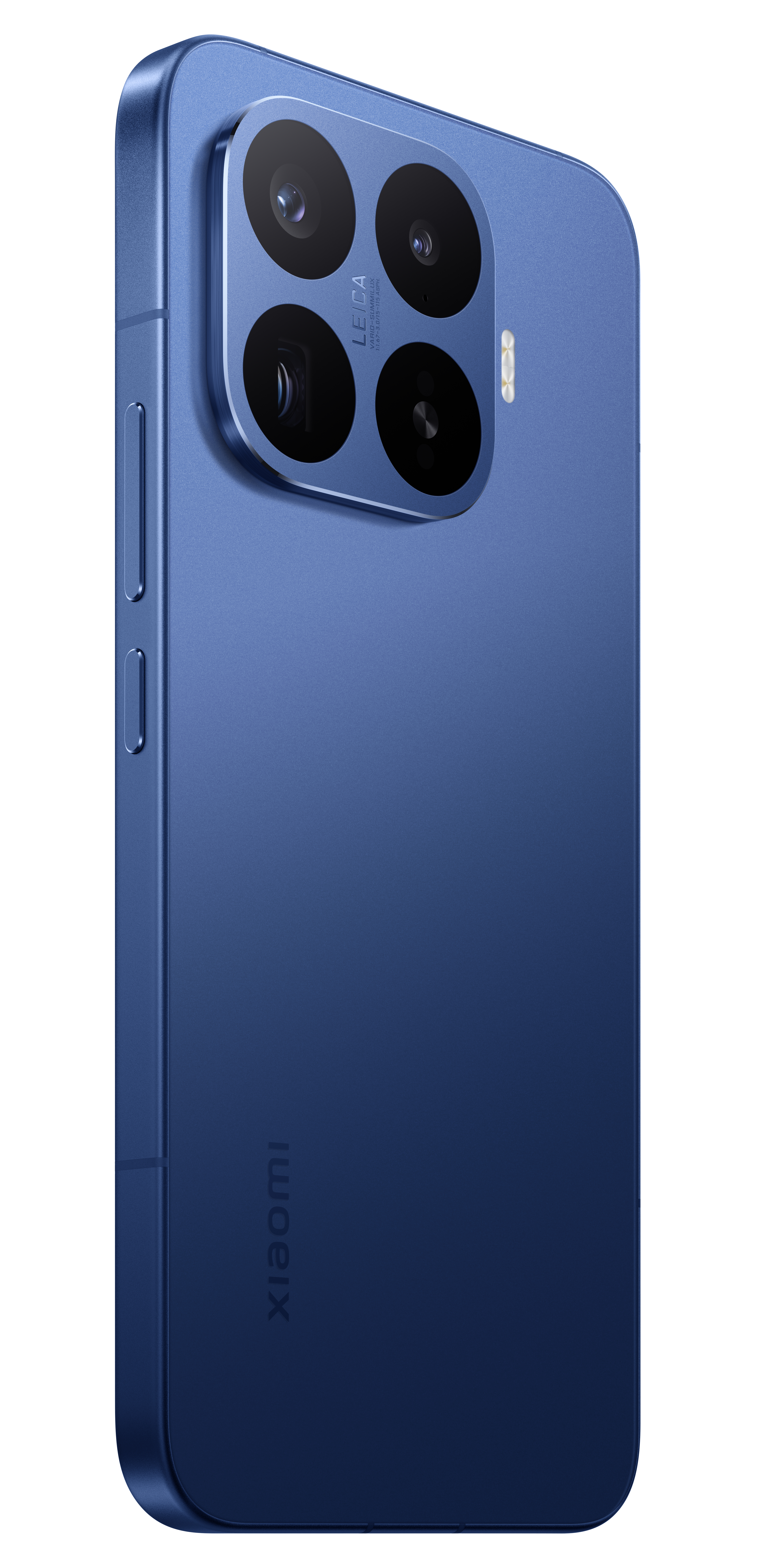Ein blauer Xiaomi-Smartphone mit vier Kameras und Leica-Logo.