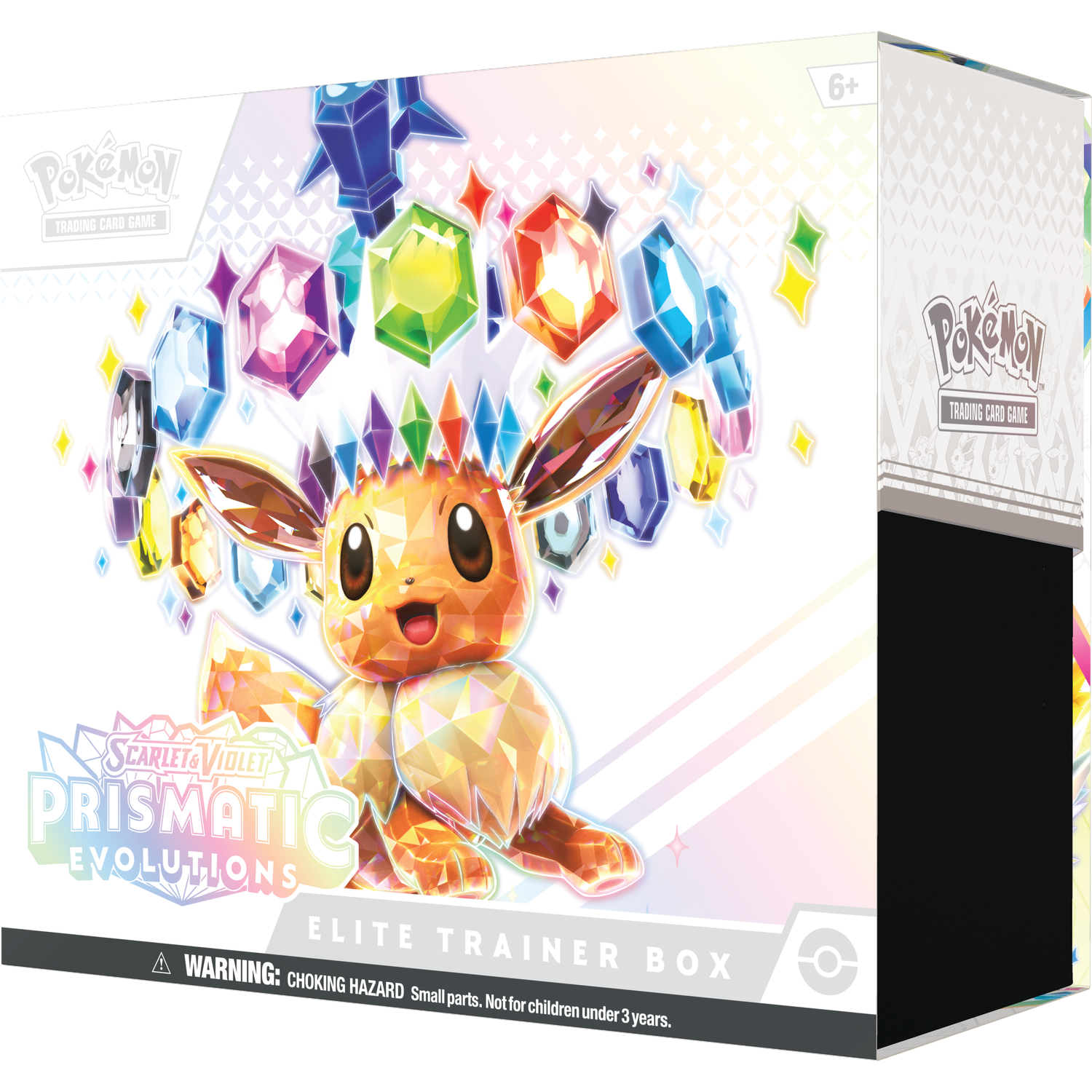 Pokemon Elite Trainer Box met Eevee omringd door juwelen.