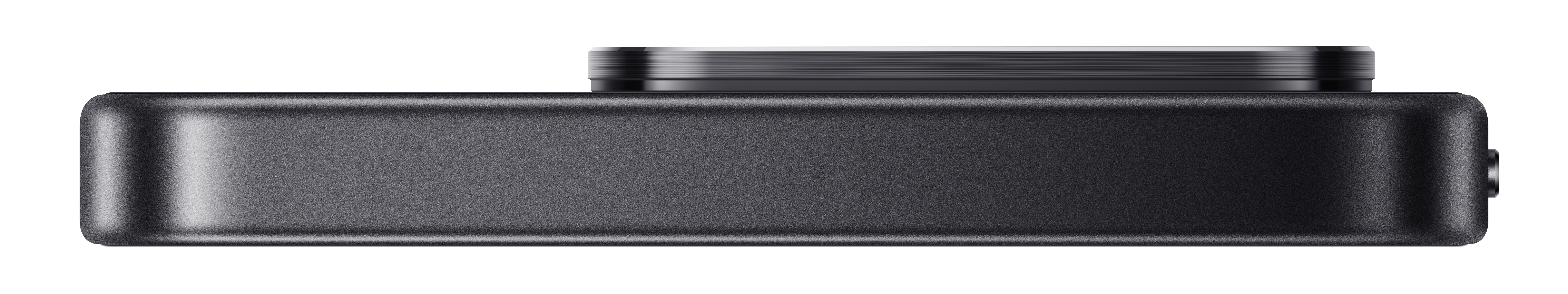 Dunkelgraues rechteckiges Gerät mit geripptem oberen Ring und Knopf an der Seite.