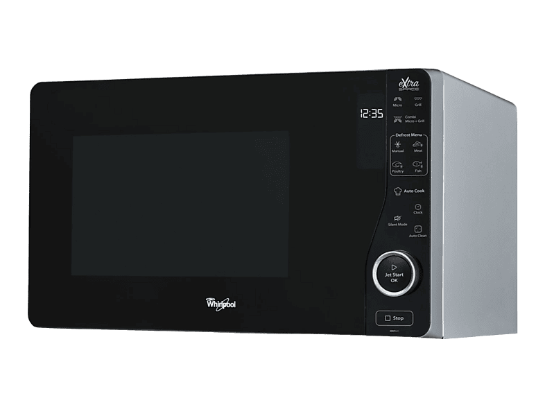 Microondas con grill - Whirlpool MWF421SL, 800W, 6 niveles, Función Grill, 25 l, Negro