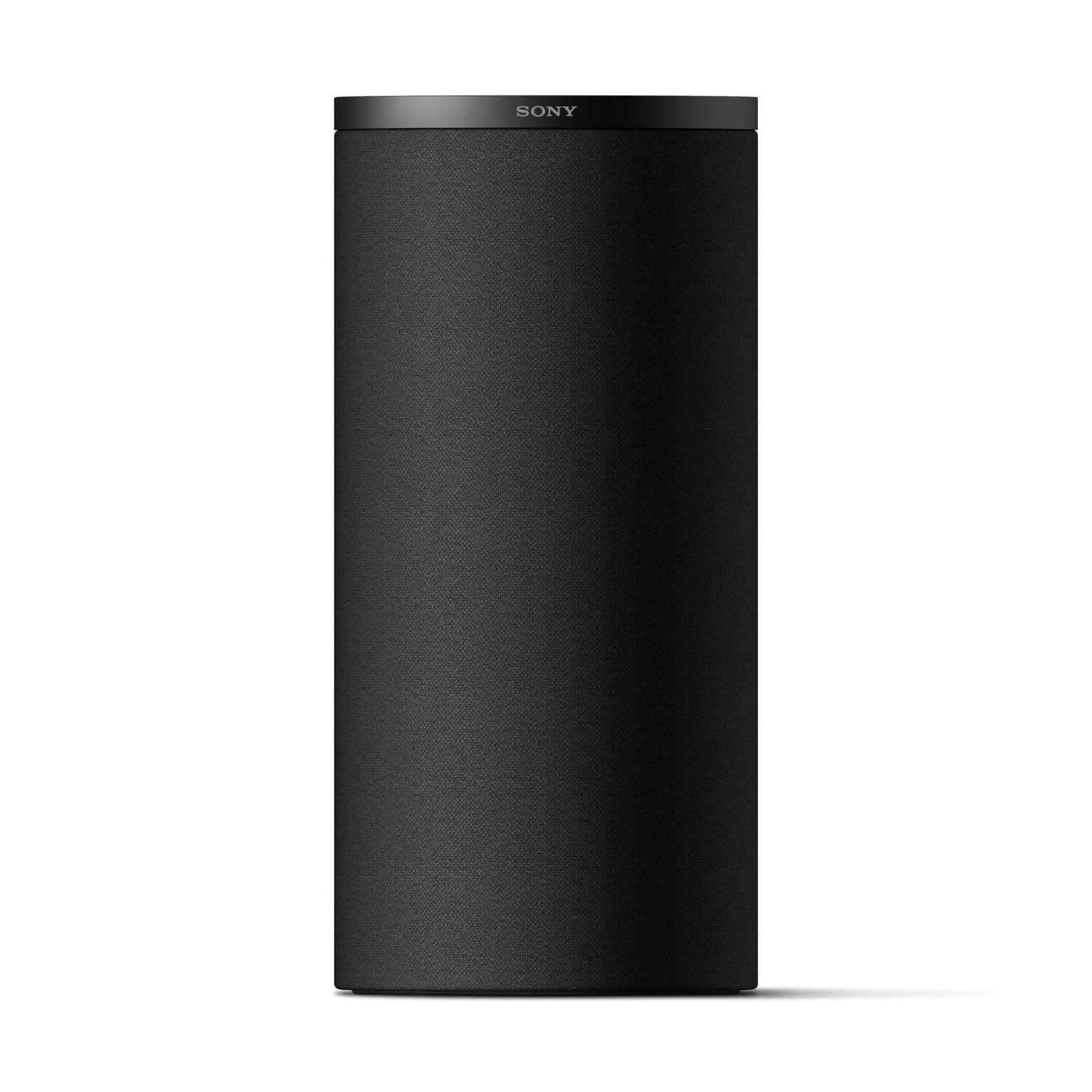 Altavoz cilíndrico negro con logotipo de Sony en la parte superior.