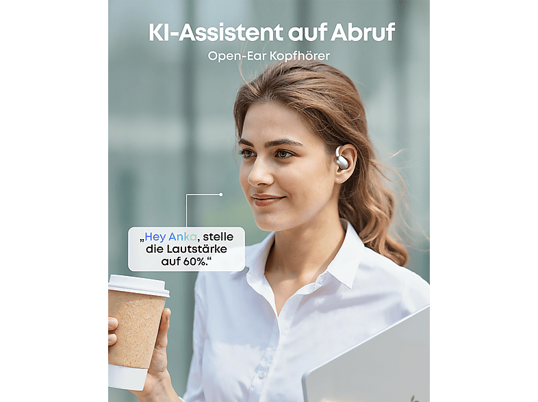 Anker AeroFit 2 AI Assistant Open-Ear-Kopfhörer, Weiß — Foto 4 von 5