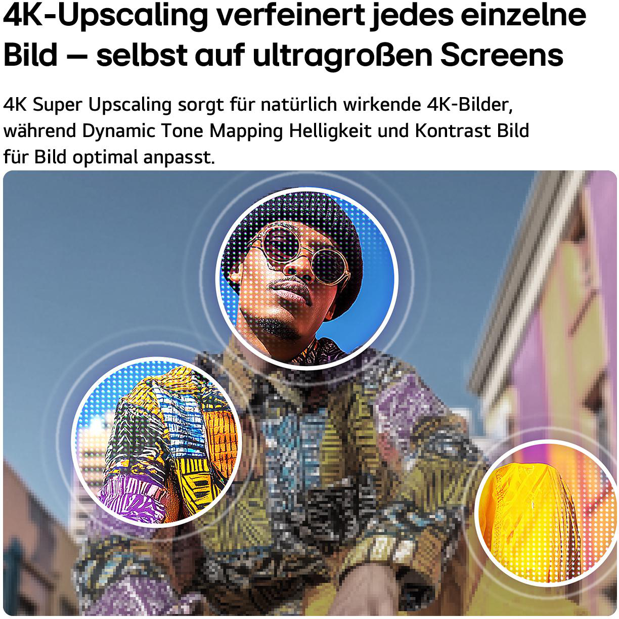Mann mit Sonnenbrille und buntem Hemd, mit Kreisen hervorgehoben.