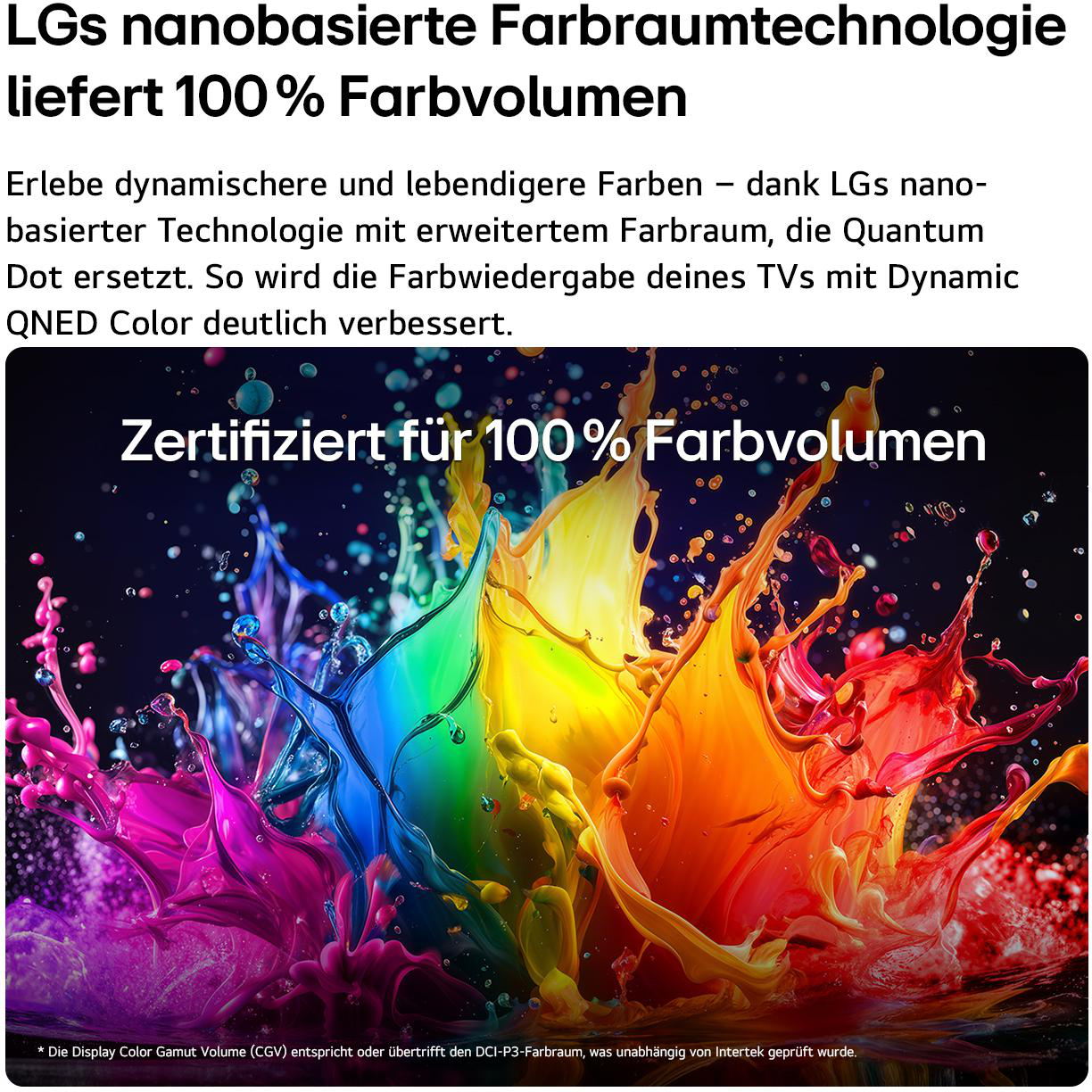 Bunte Farbexplosionen in flüssiger Form vor dunklem Hintergrund. Zertifiziert für 100% Farbvolumen.