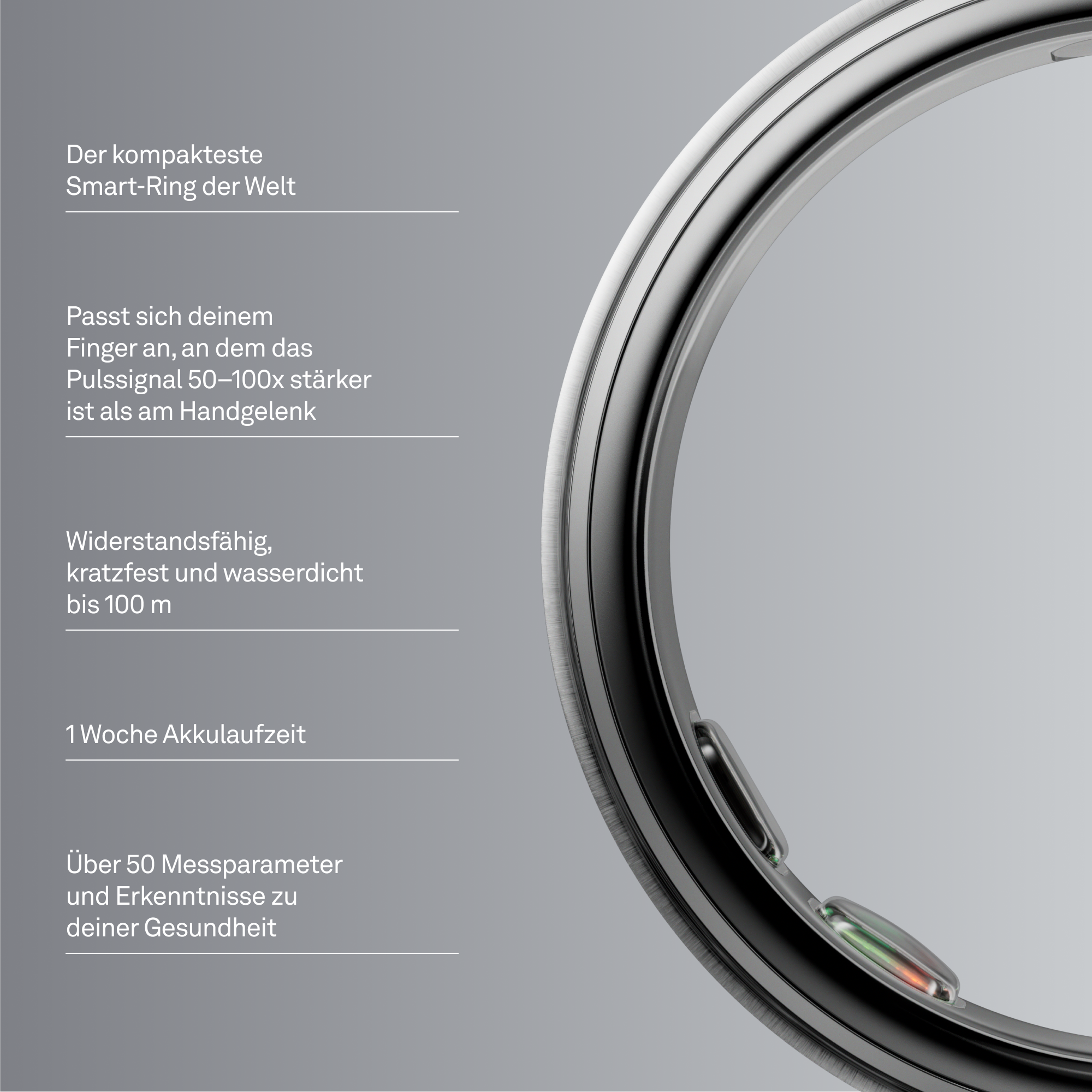 Der kompakteste Smart-Ring der Welt, wasserdicht bis 100m.