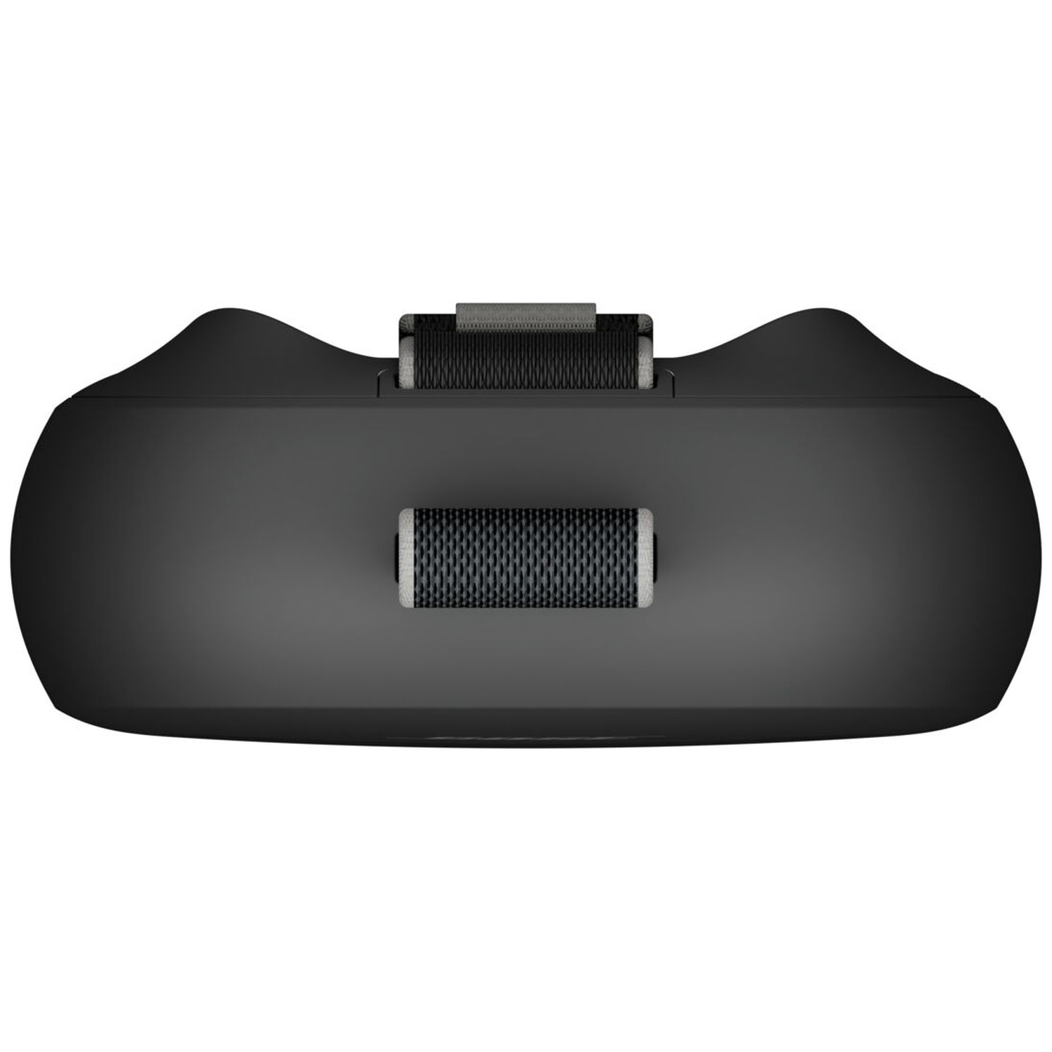 Zwart ergonomisch apparaat met twee gestructureerde handvatten en een ventilatiesleuf.