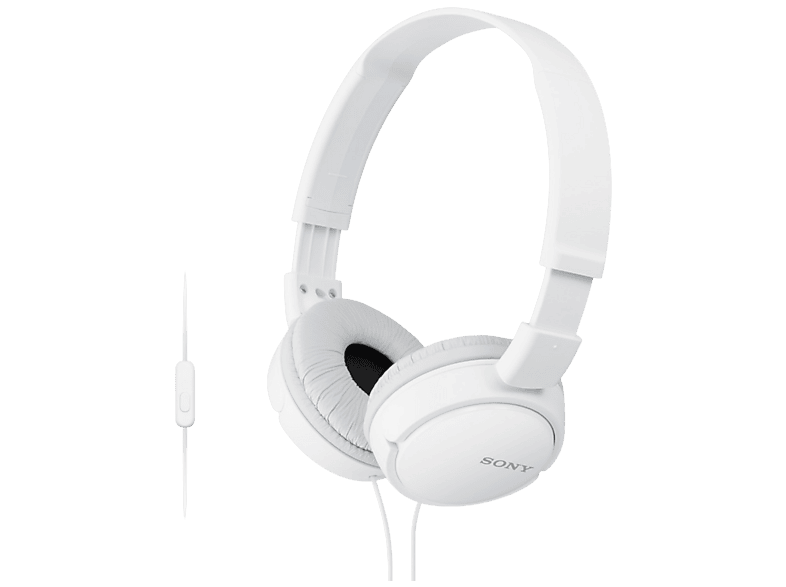 Auriculares - Sony MDR-ZX110AP, Con cable, micrófono, 12 Hz- 22kHz, 98 dB, De diadema, Supra-aural, Blanco