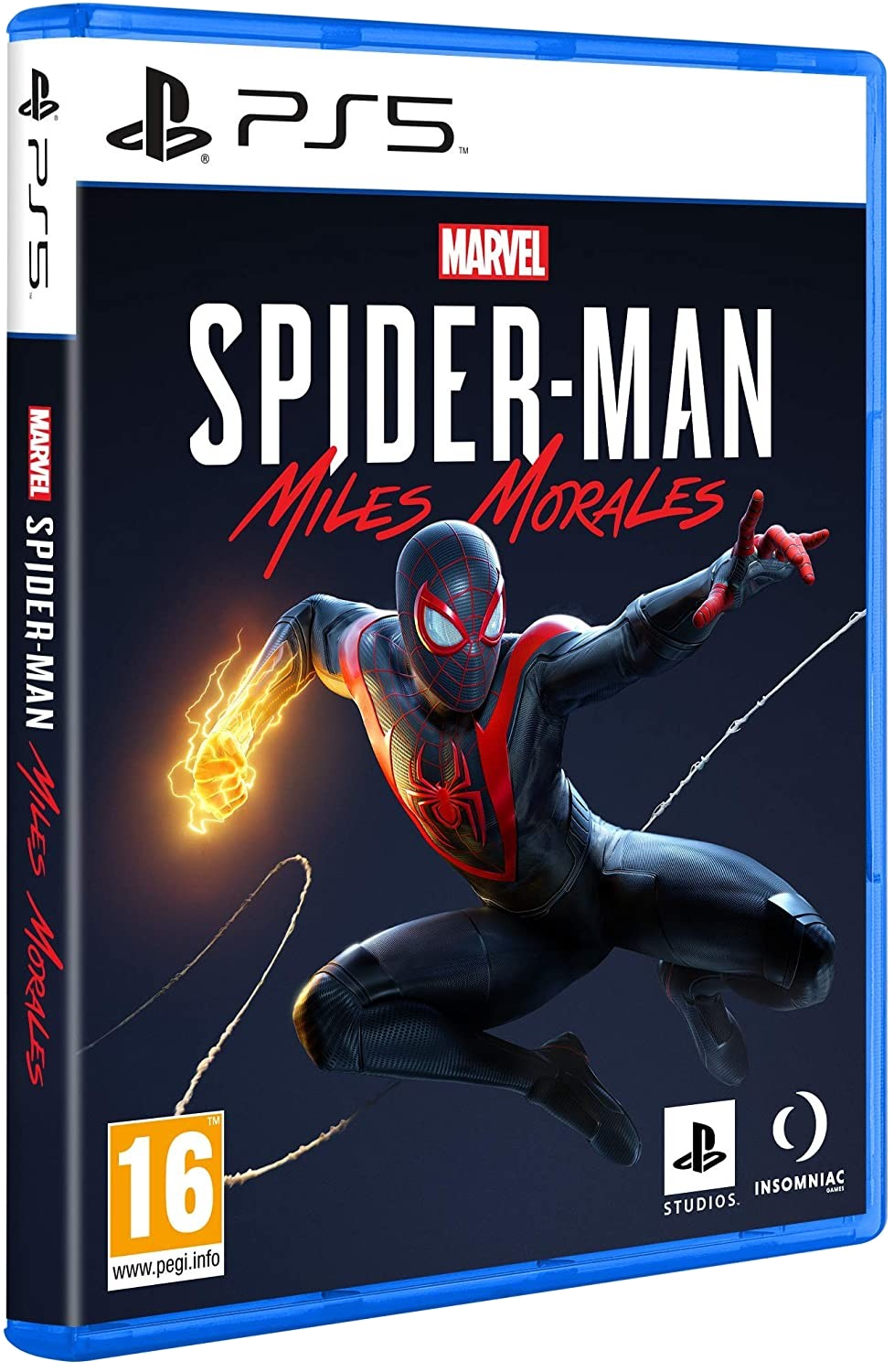 Funda PS5 Spider-Man Miles Morales, Miles Morales en acción con manos brillantes.