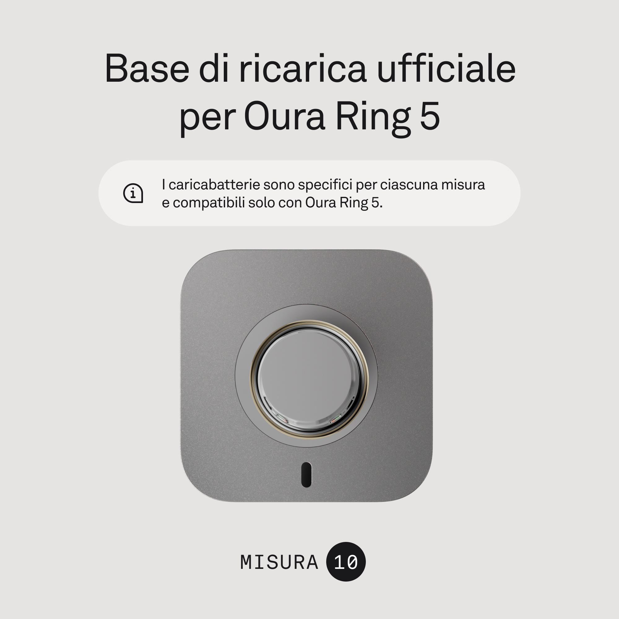 Adattatore di ricarica Oura Ring 5 grigio con anello. Info: Caricabatterie specifici.