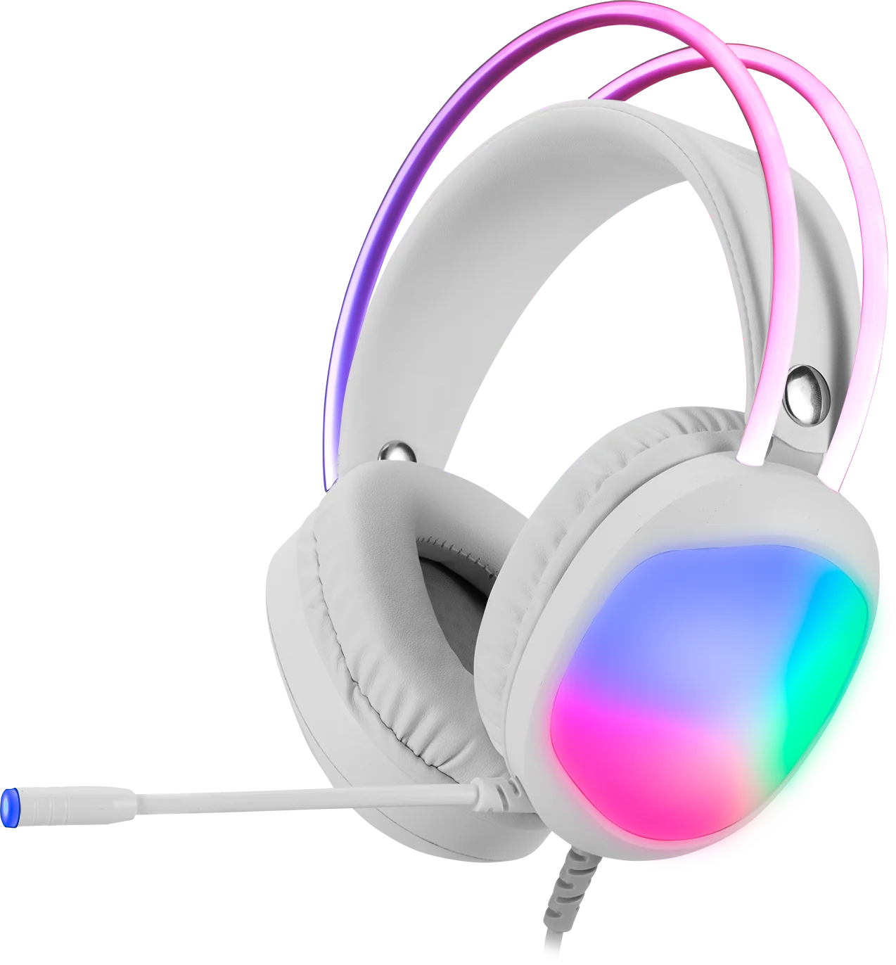 MARVO Lumi 40 vezetékes fejhallgató mikrofonnal, RGB, fehér (HG8959)