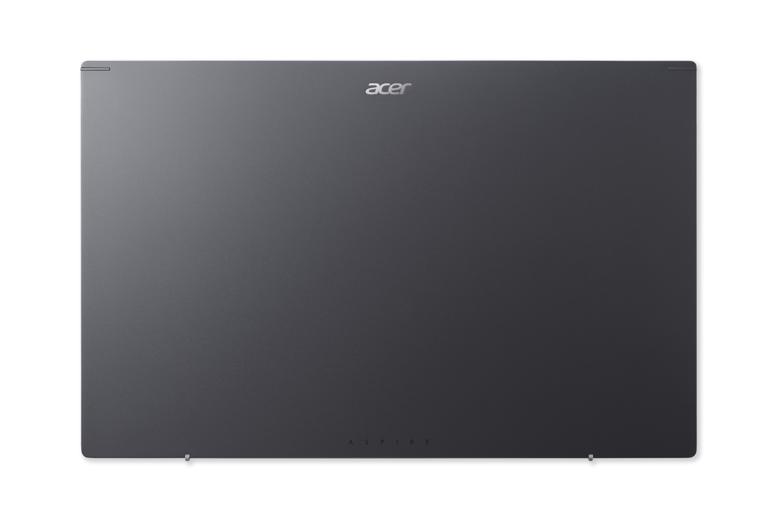 Tył zamkniętego szarego laptopa z logo Acer i Aspire.
