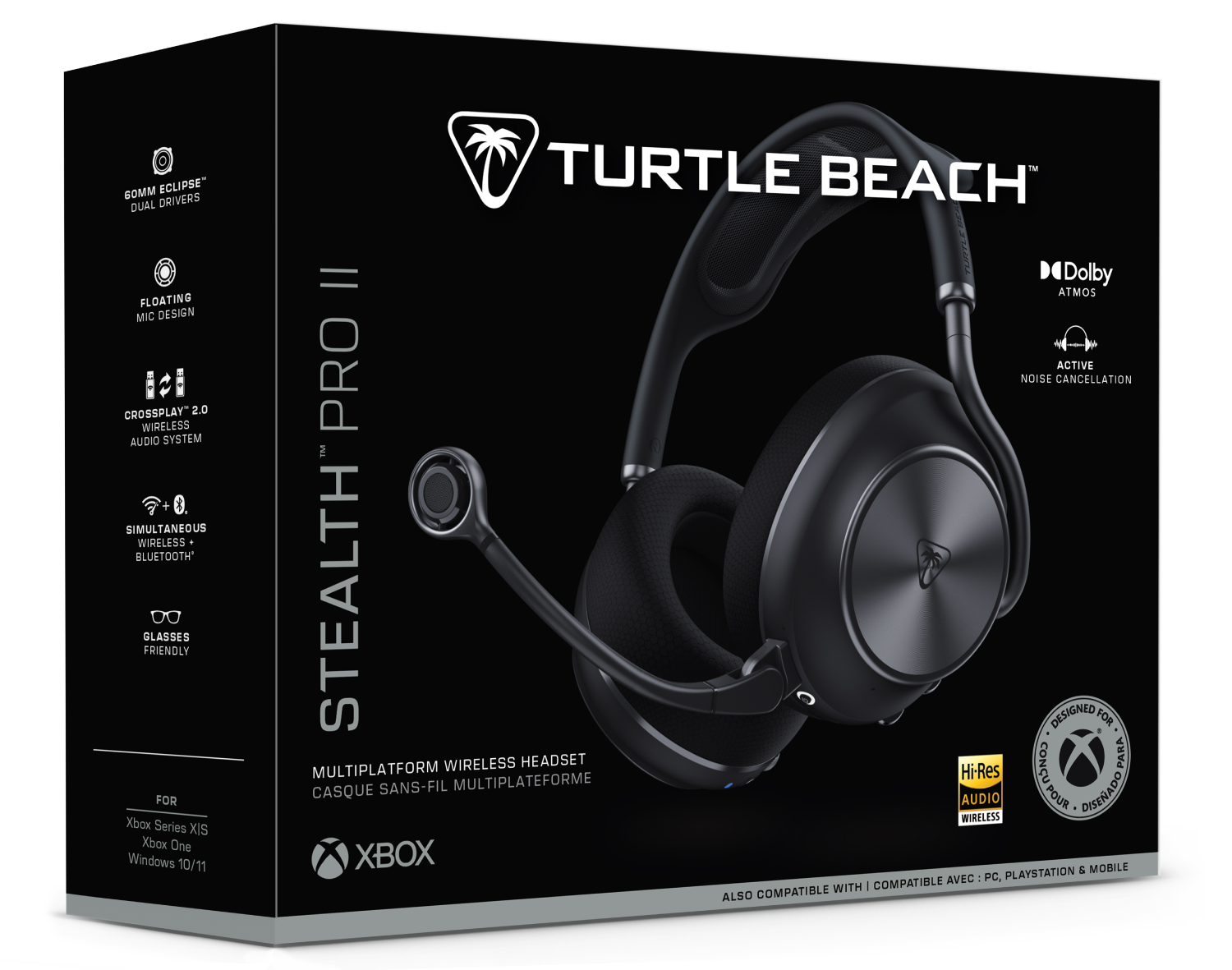 Caja negra de auriculares inalámbricos Turtle Beach Stealth Pro II con imagen.